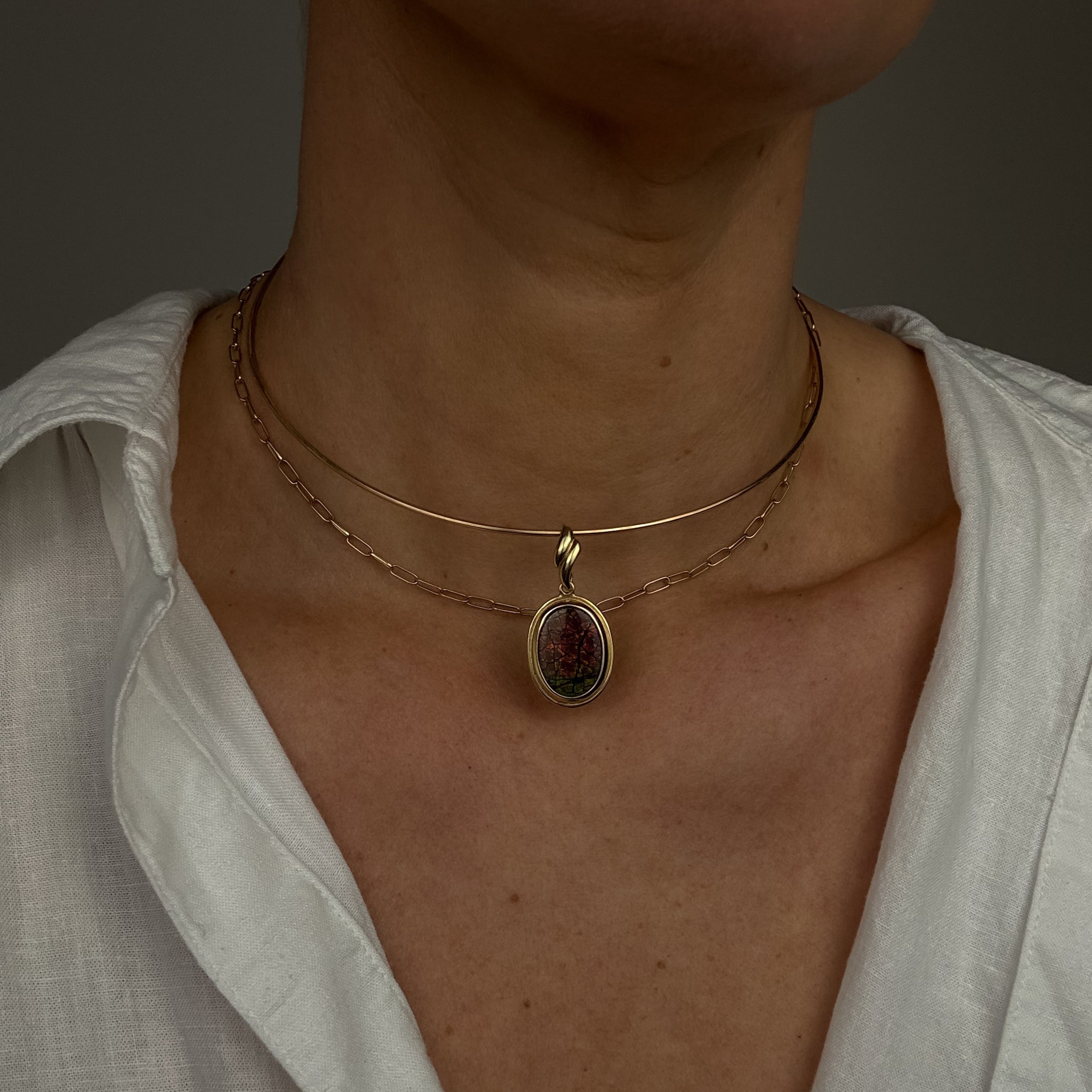 Bezel Set Ammonite Pendant