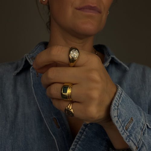 Diamond Cluster Signet Ring
