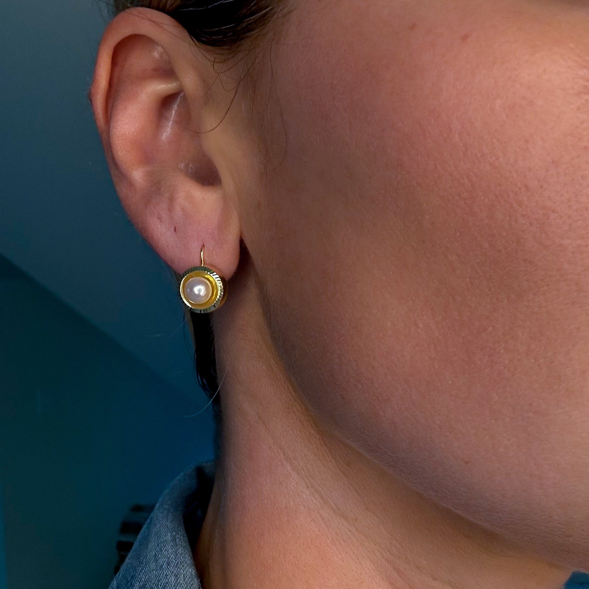 Pearl Gold Drop Hoops