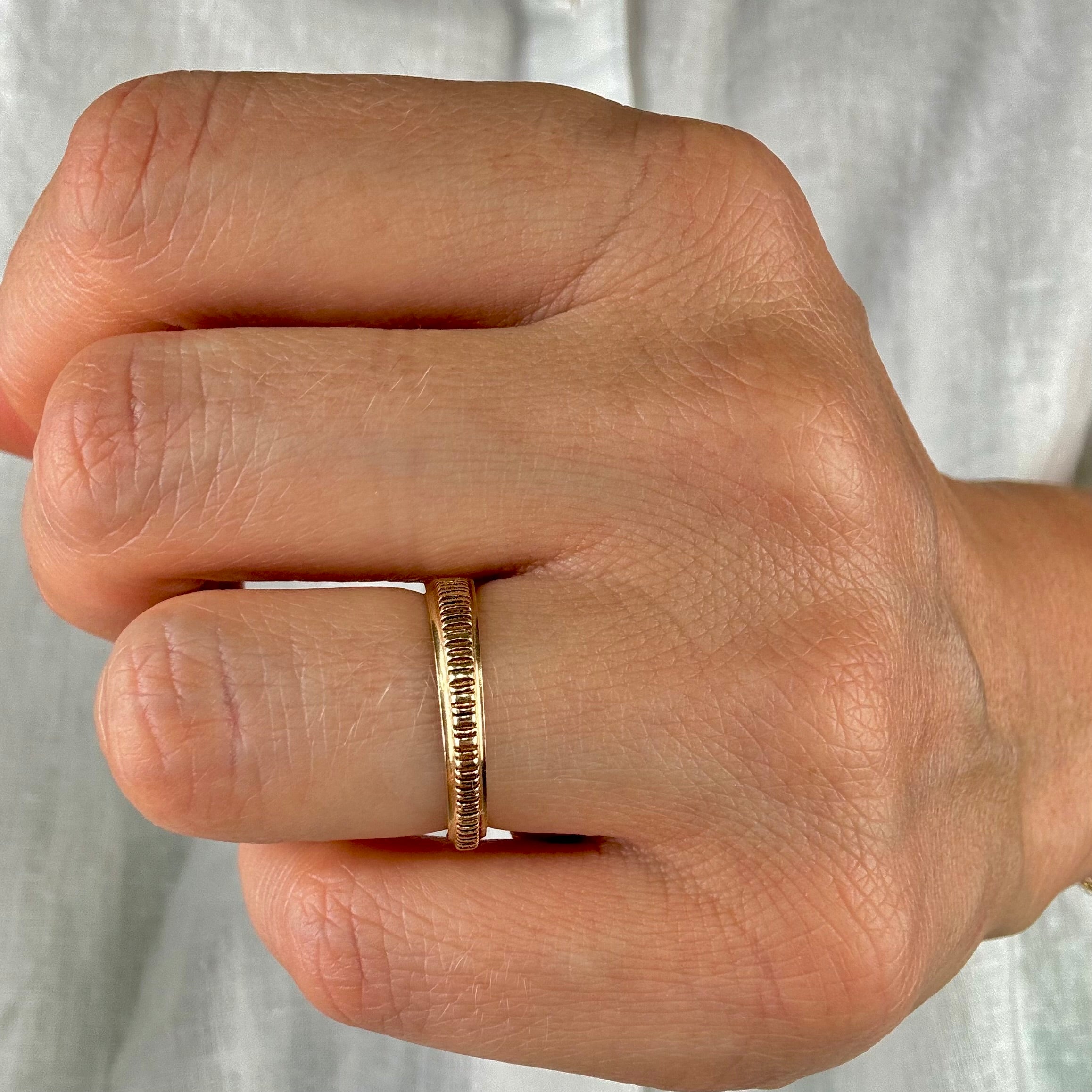 Textured Gold Band with Smooth Back