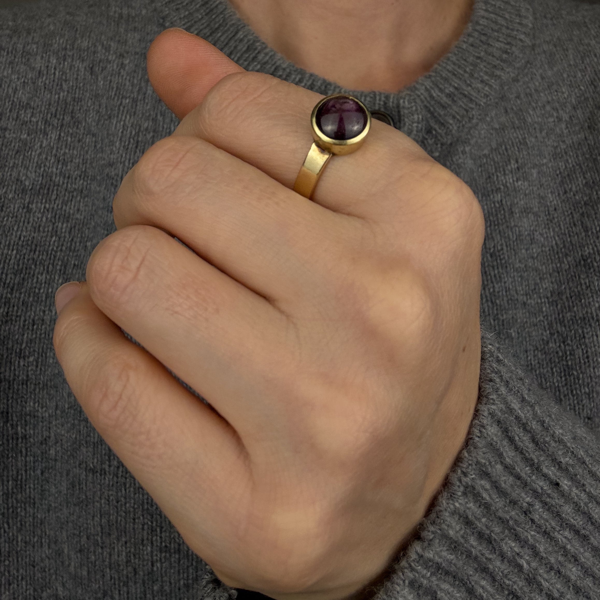 Bezel Set Natural Star Ruby Ring