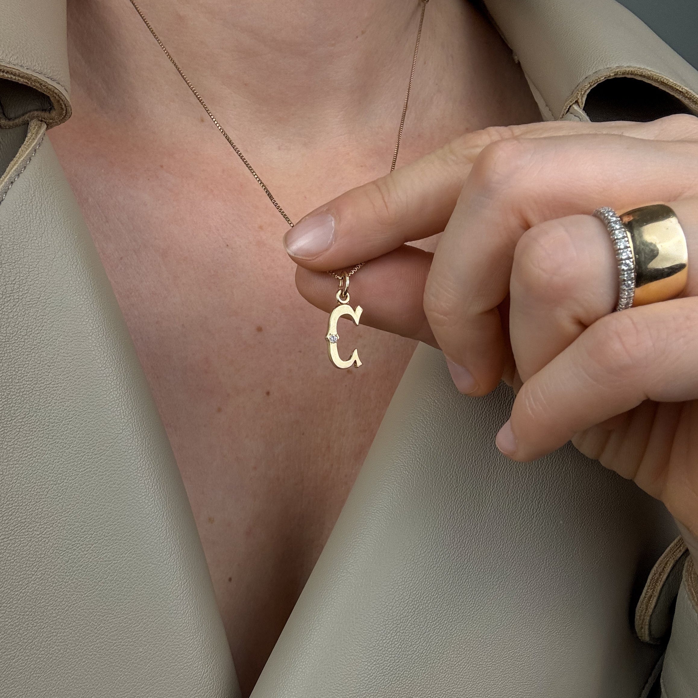 'C' Pendant with Diamond