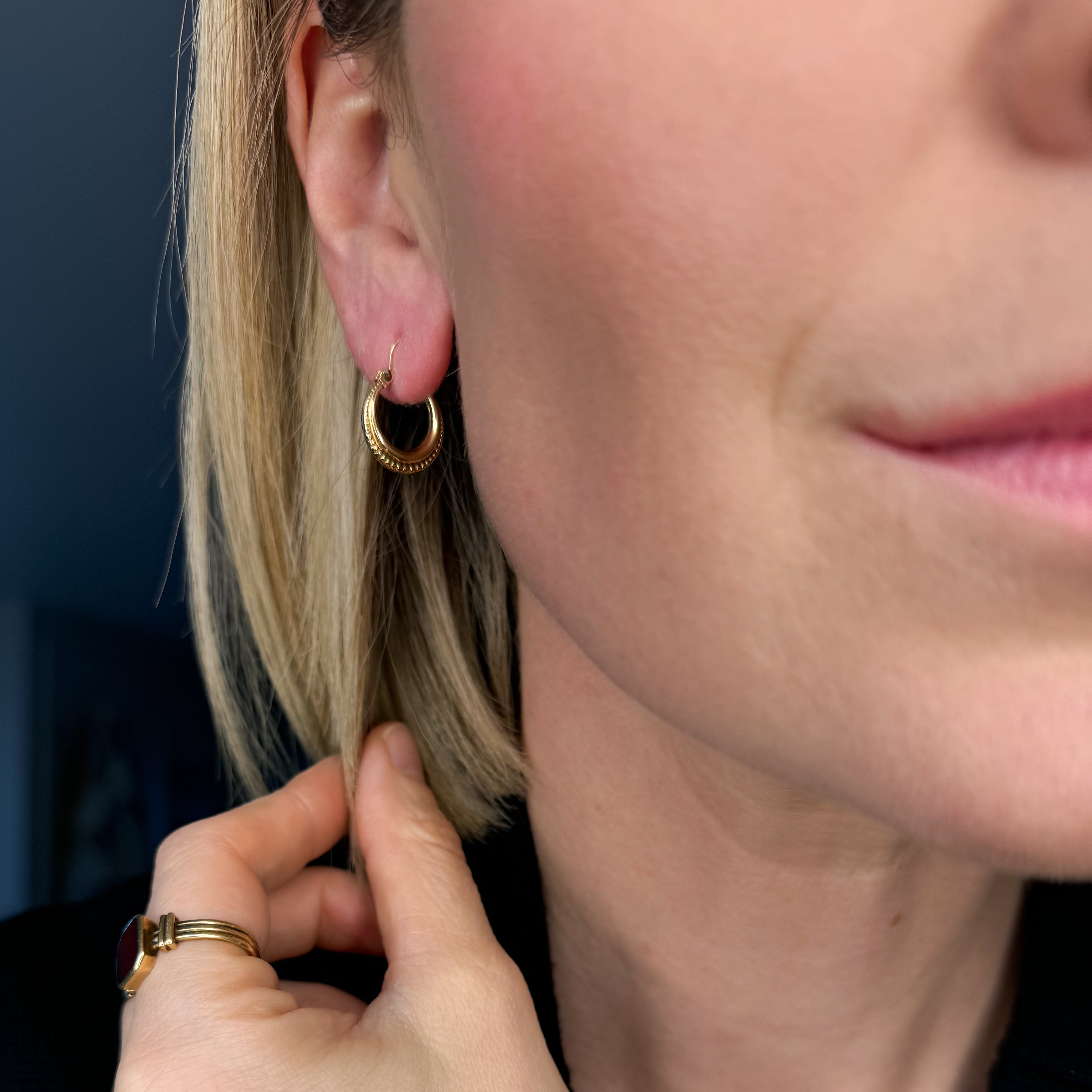 19.8 mm Beaded Gold Drop Hoops