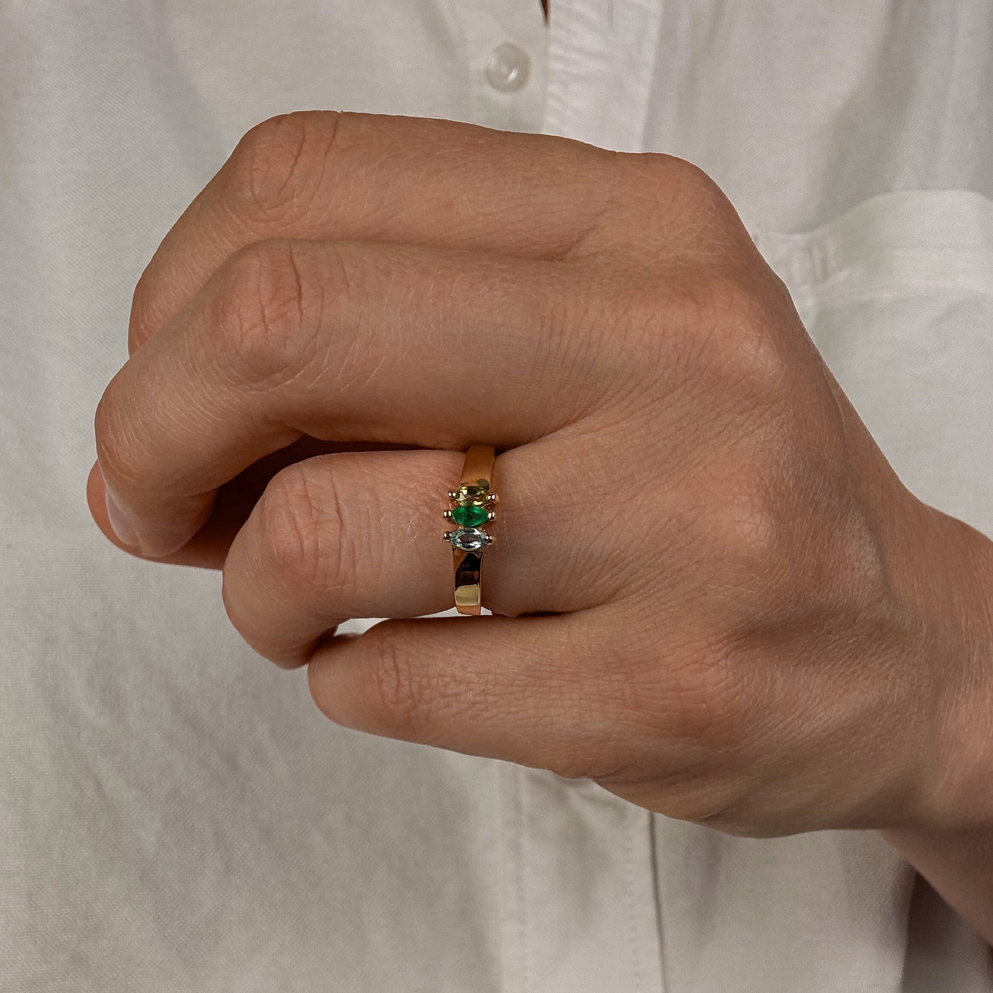 Green Marquise Trilogy Ring