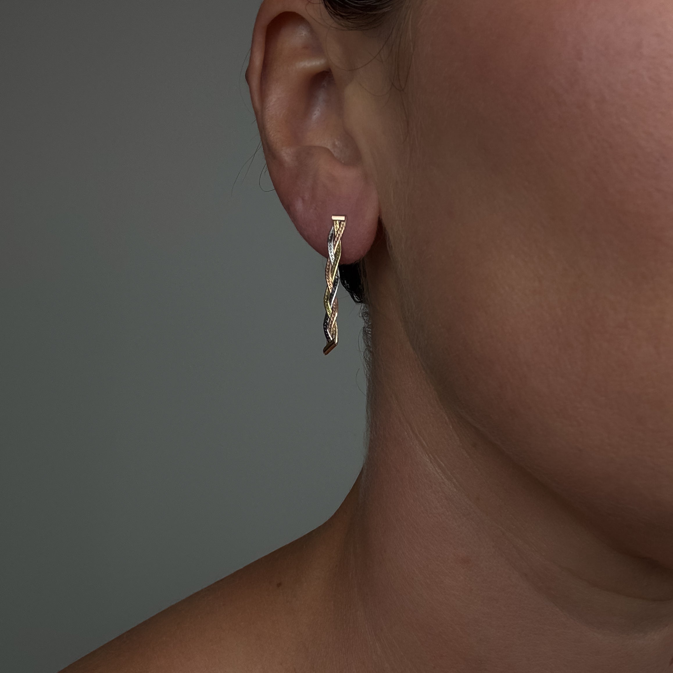Tri-Tone Braided Earrings