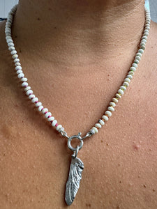 Howlite and Rainbow Silk Necklace