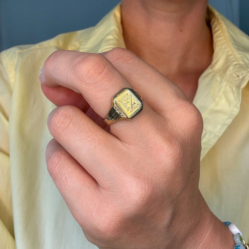 'EZ' Signet Ring