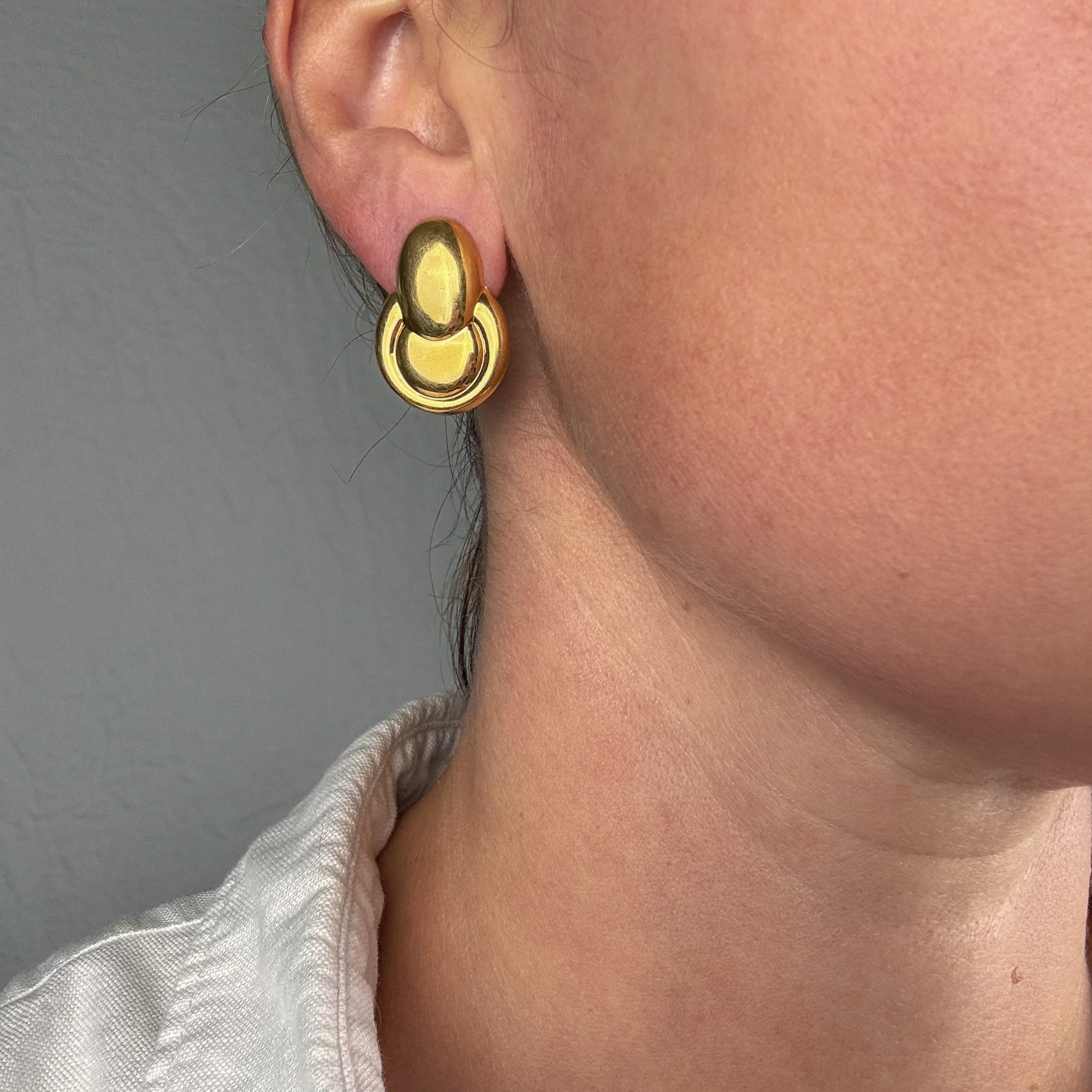 Retro Gold Door Knocker Stud Earrings