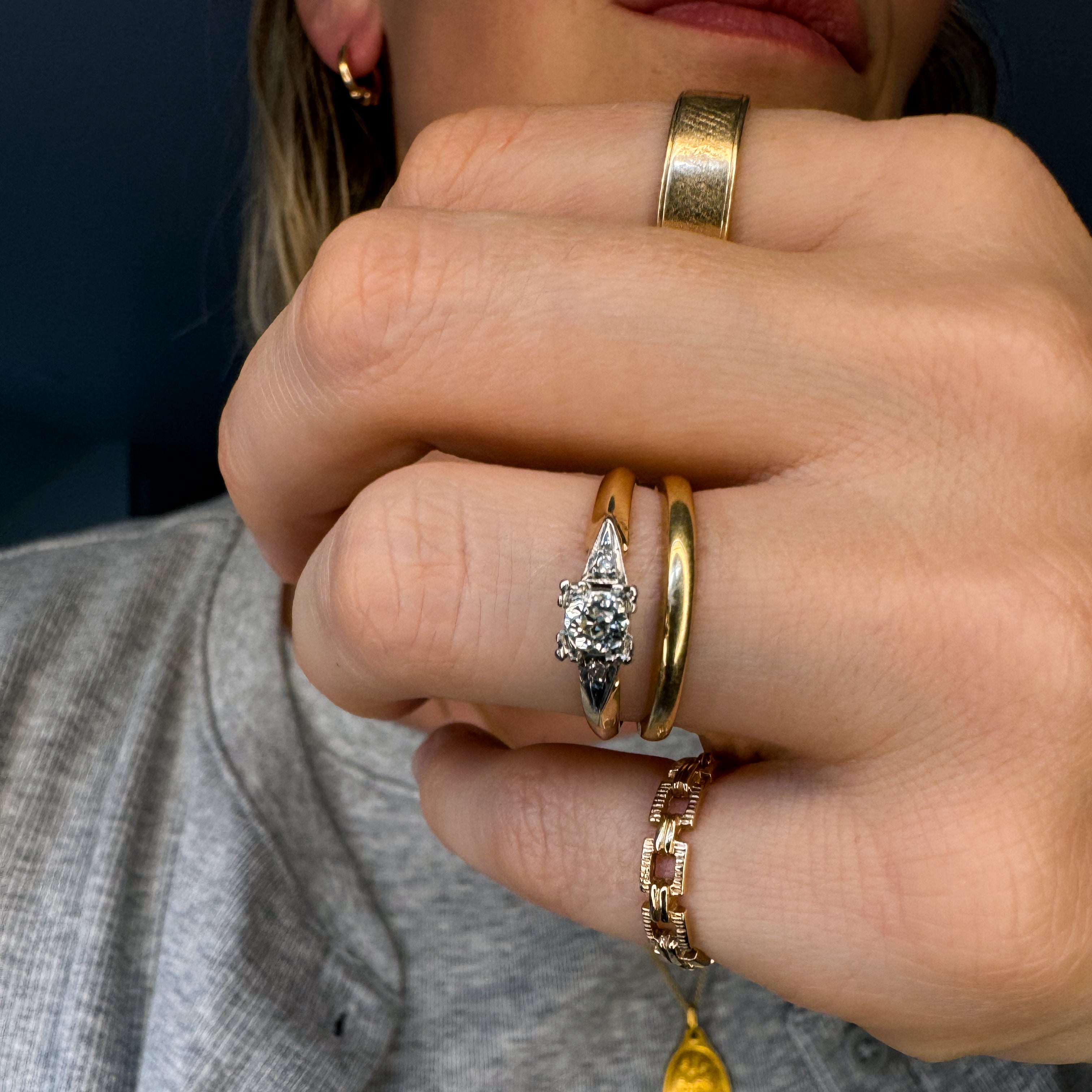 Antique Old Mine Cut Diamond Engagement Ring