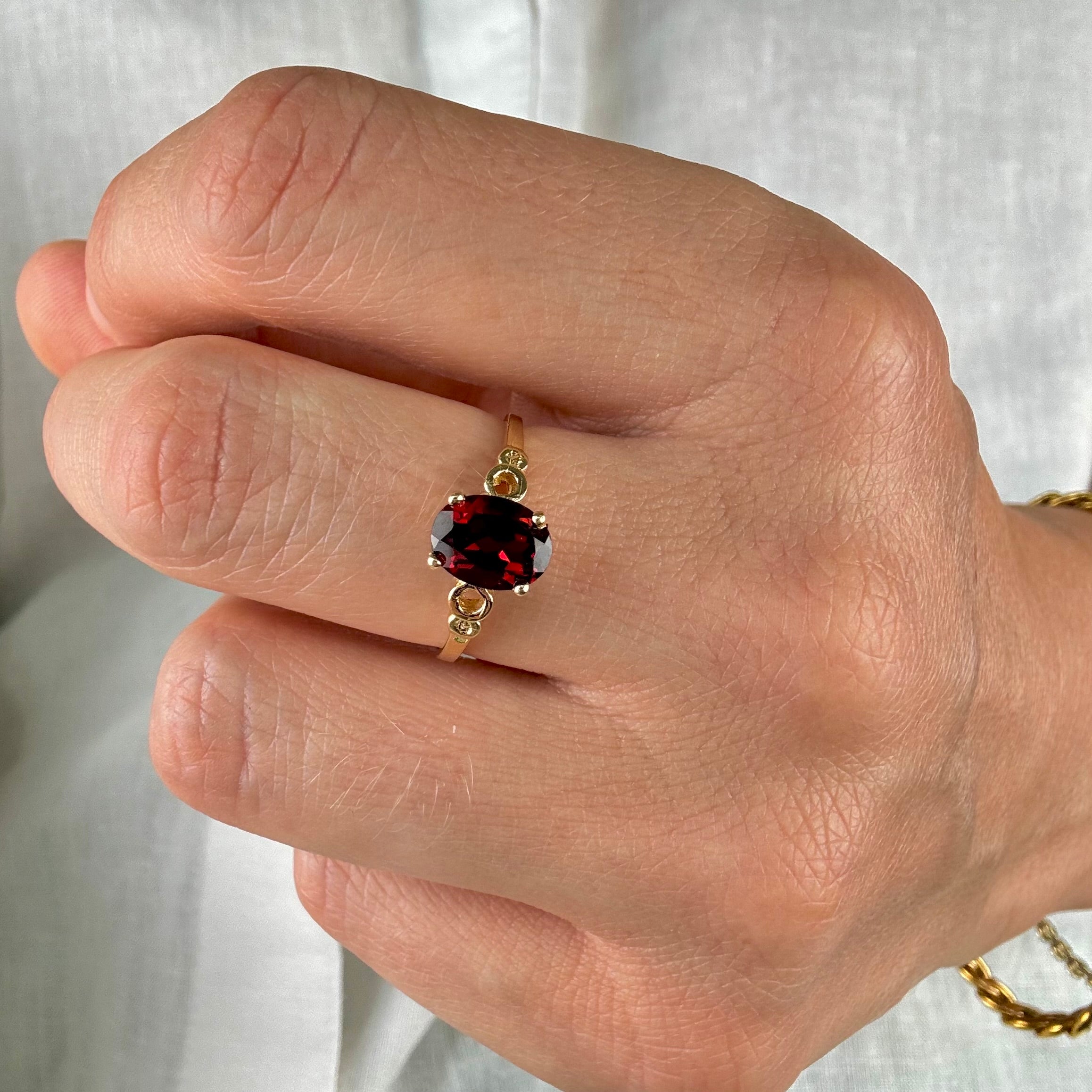 Solitaire Garnet Ring