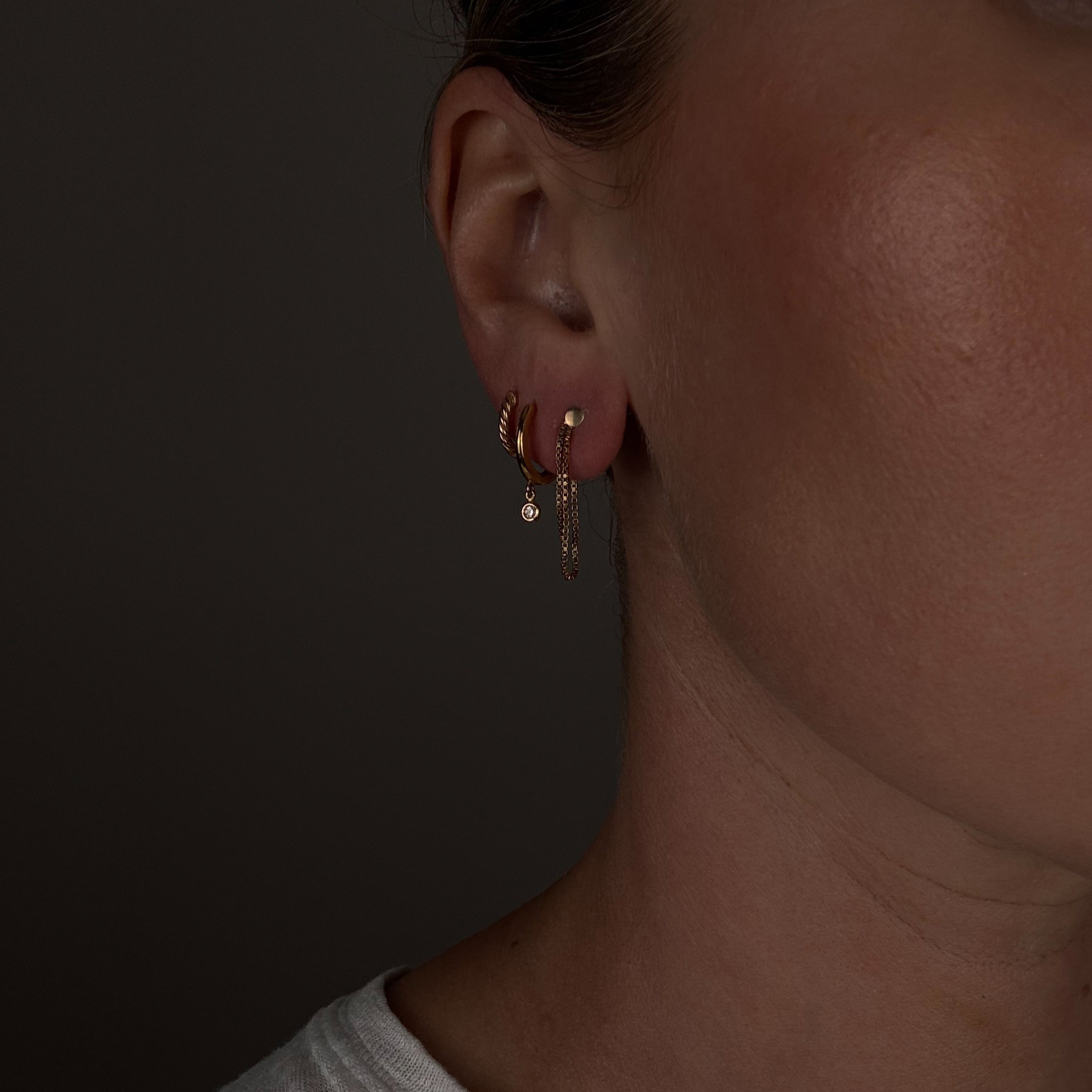 Double Box Chain Hoops