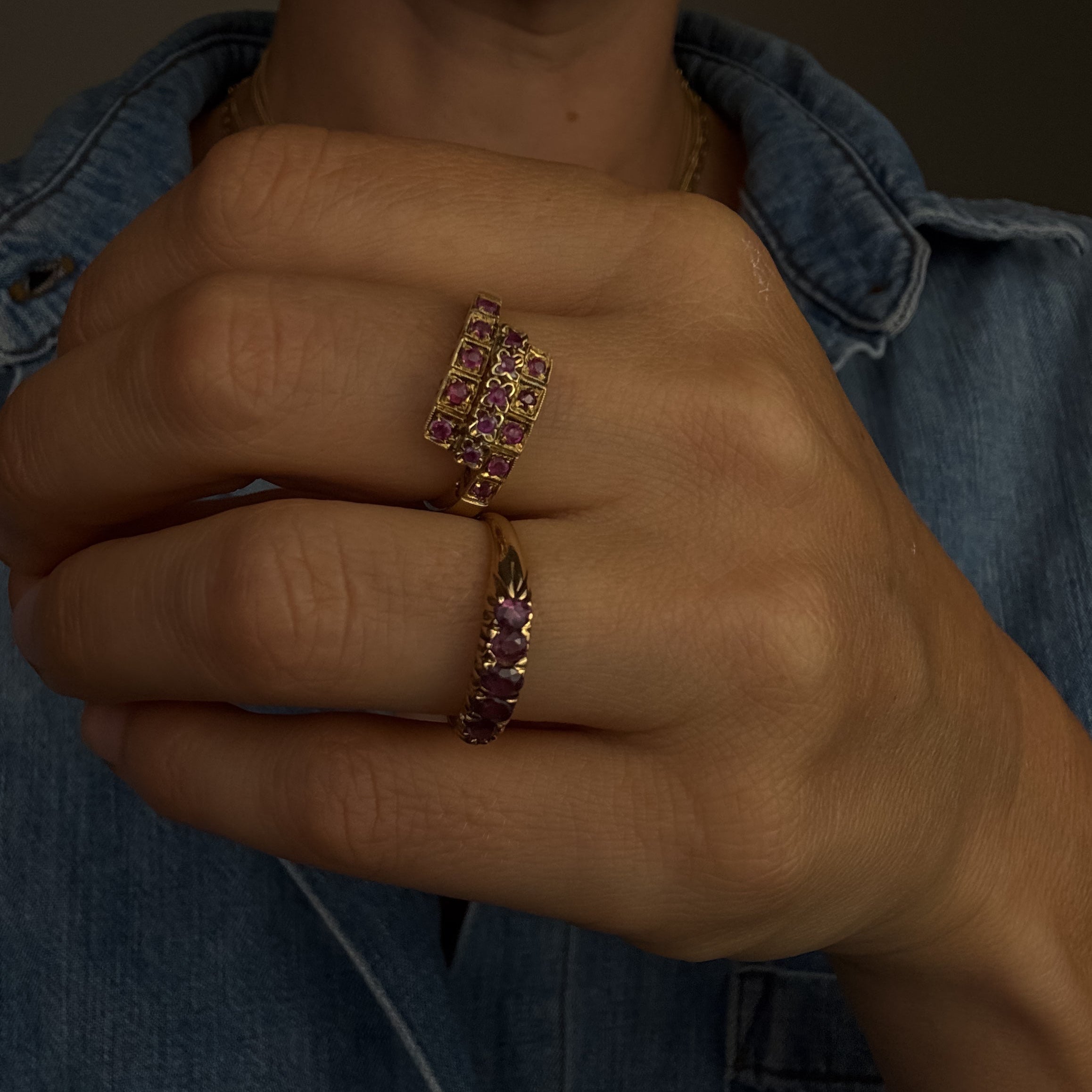 Ruby Triple Stack Bypass Ring