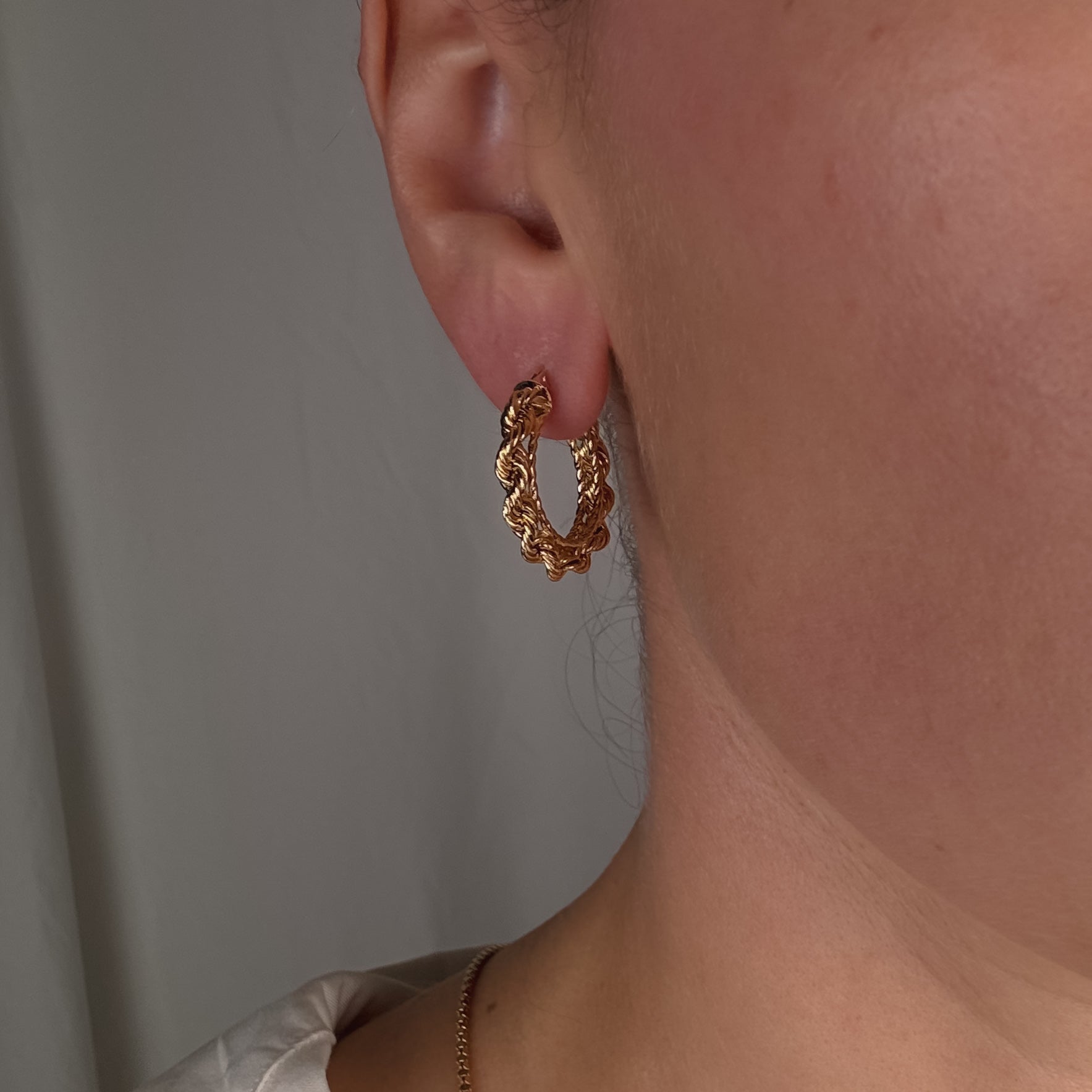 24 mm Rope Gold Hoop Earrings