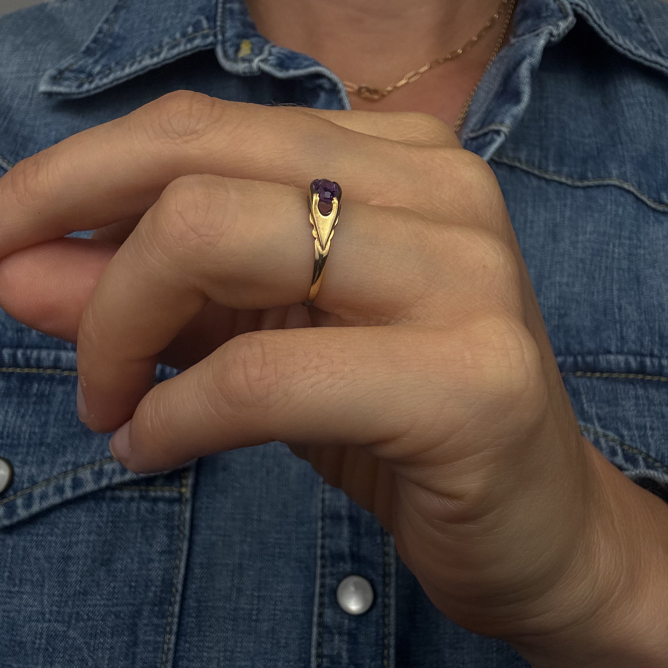 Solitaire Amethyst Ring