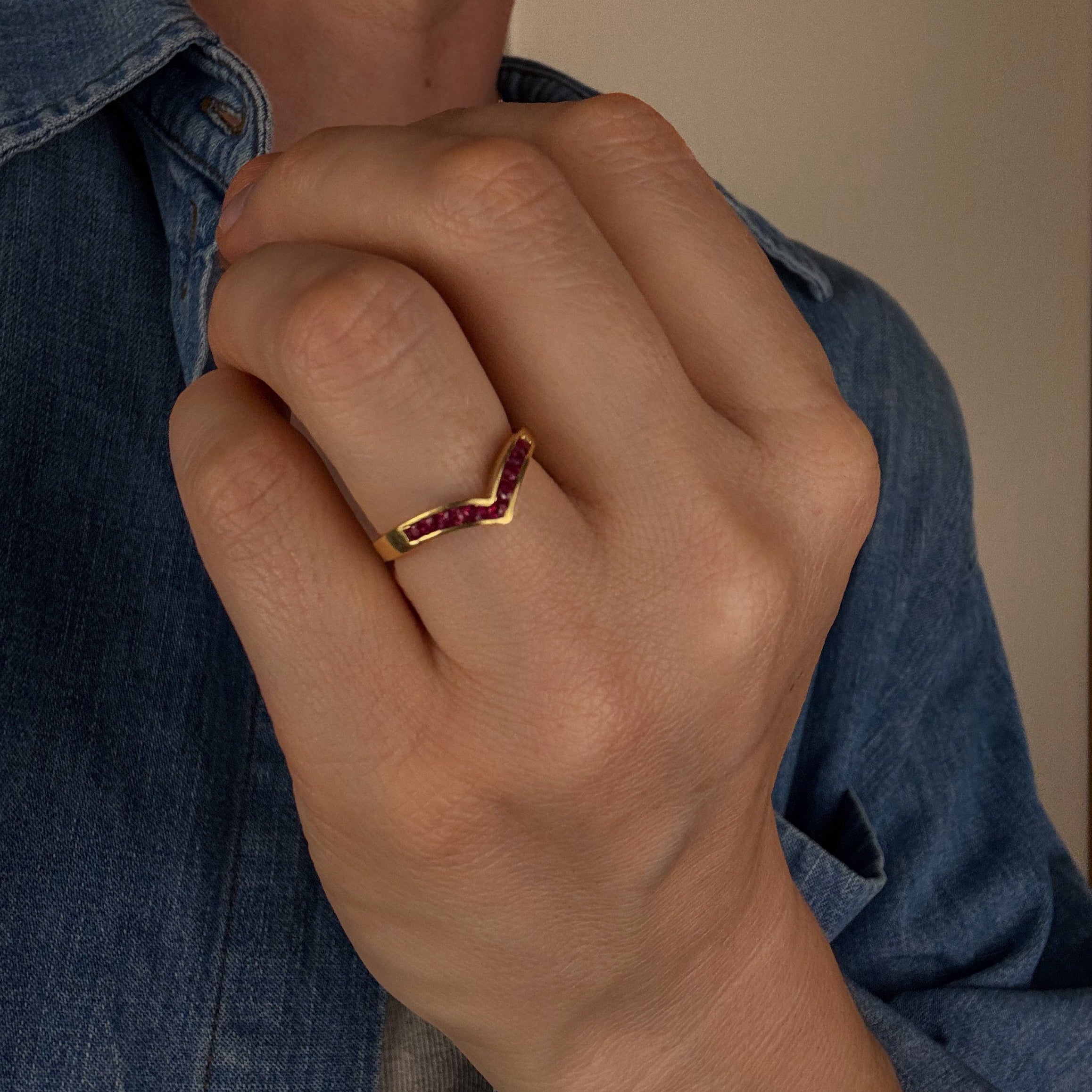 Ruby Wishbone Ring