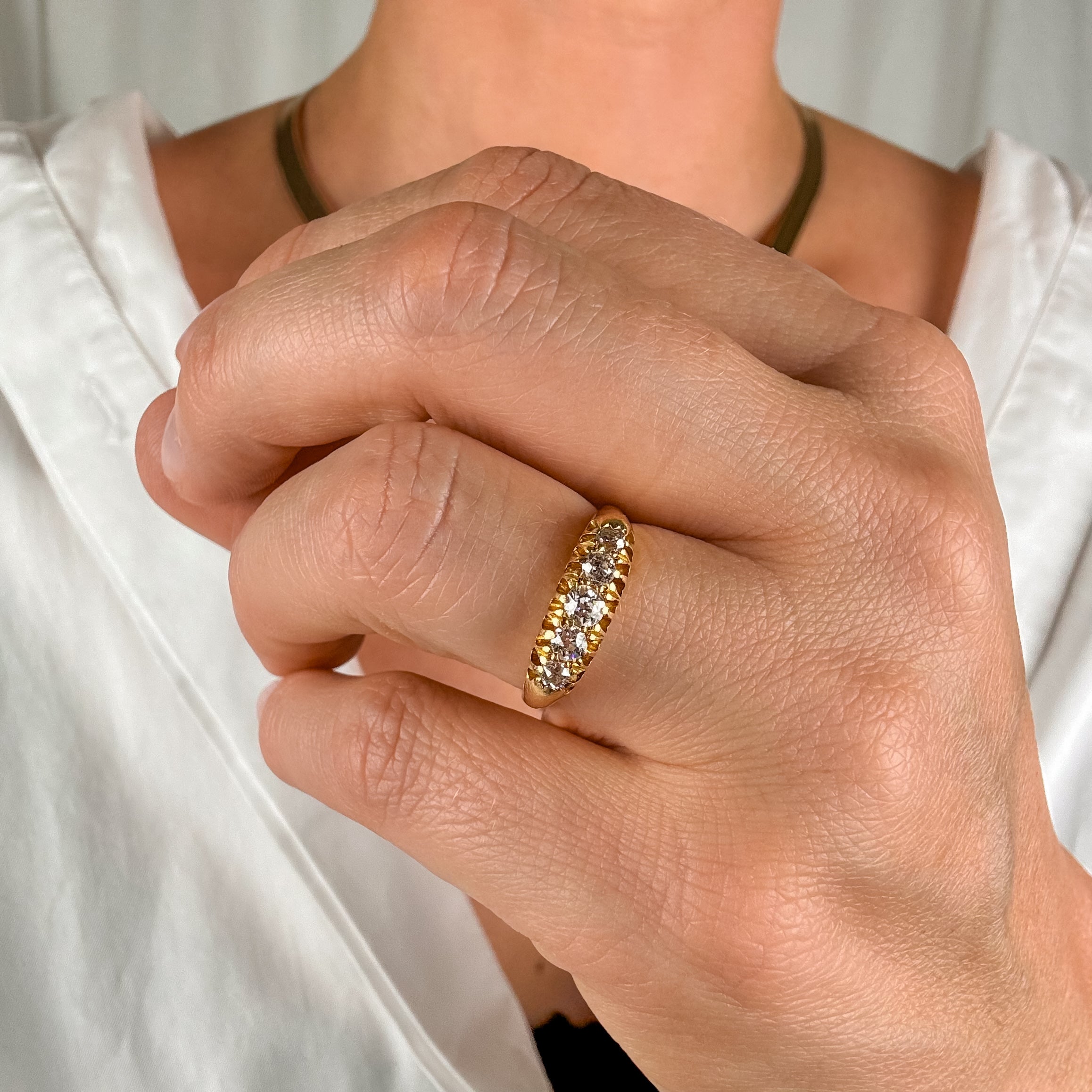 Victorian Diamond Boat Ring