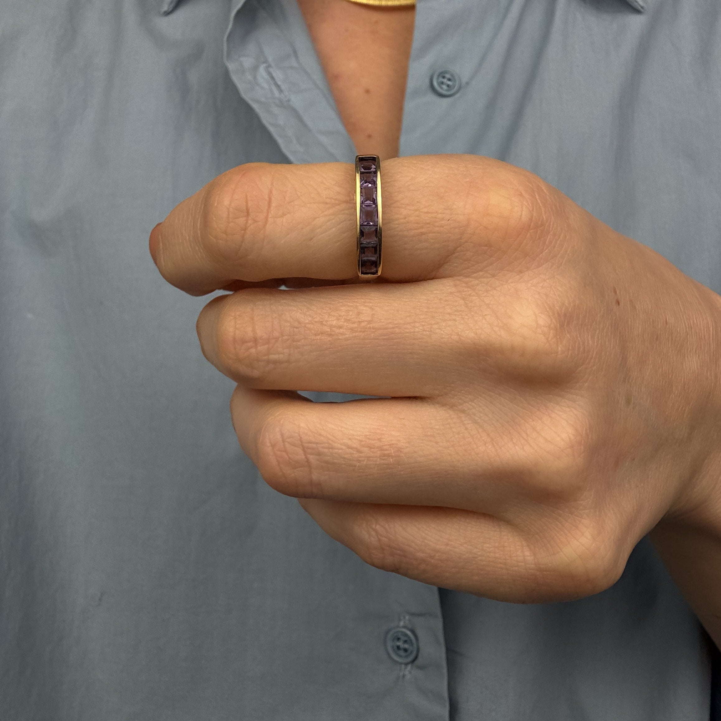 Channel Set Amethyst Ring