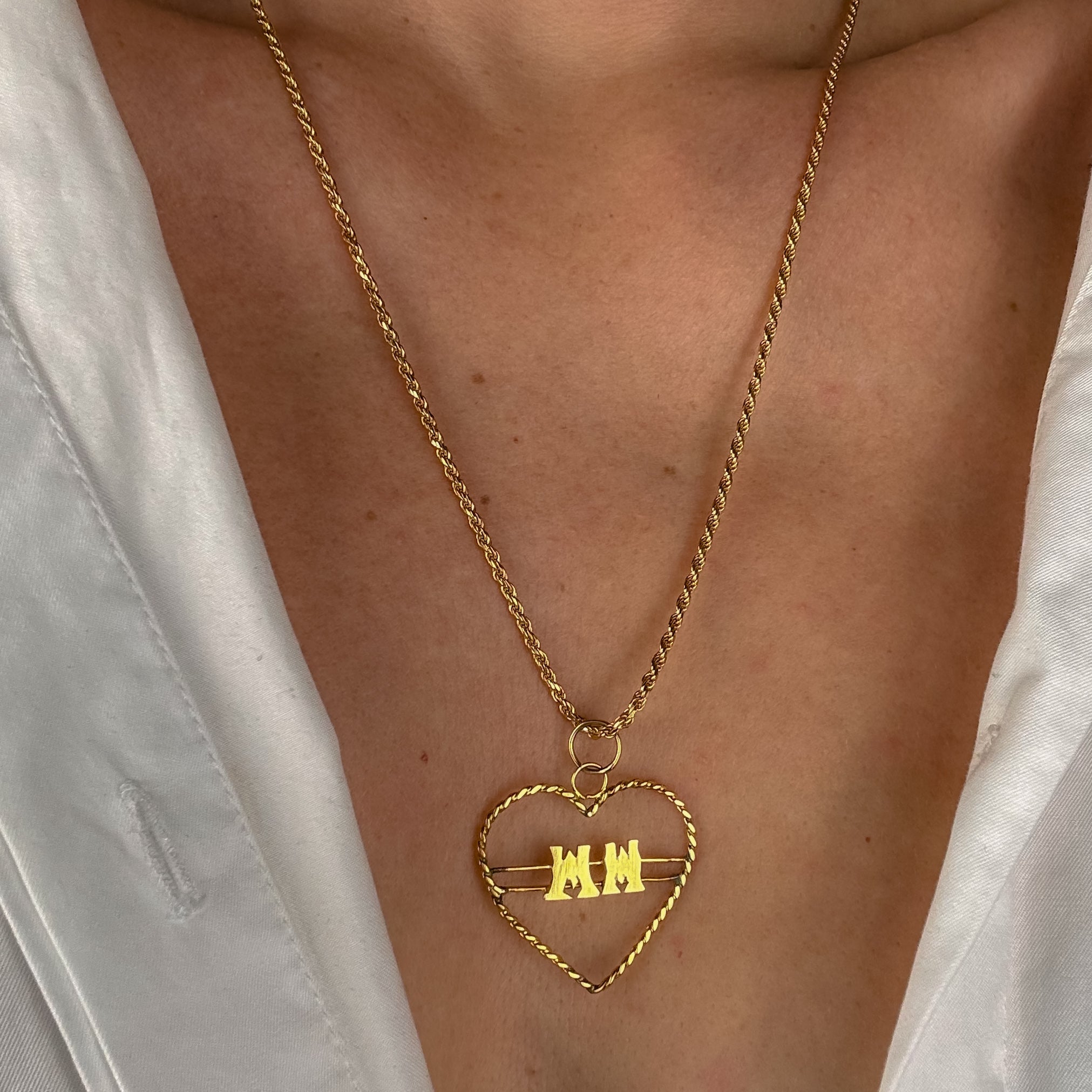 'MM' Heart Pendant