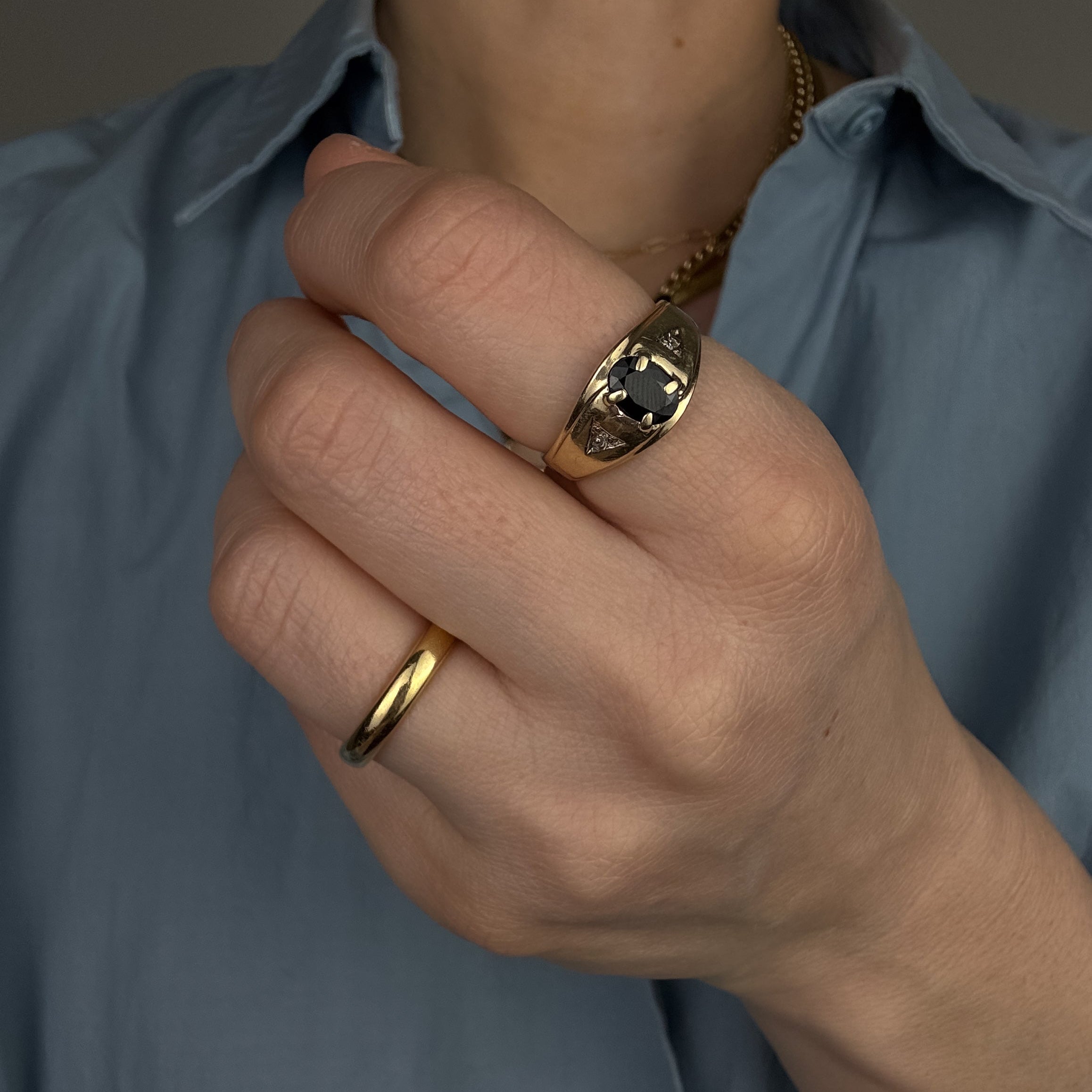 Sapphire with Diamond Detail Ring
