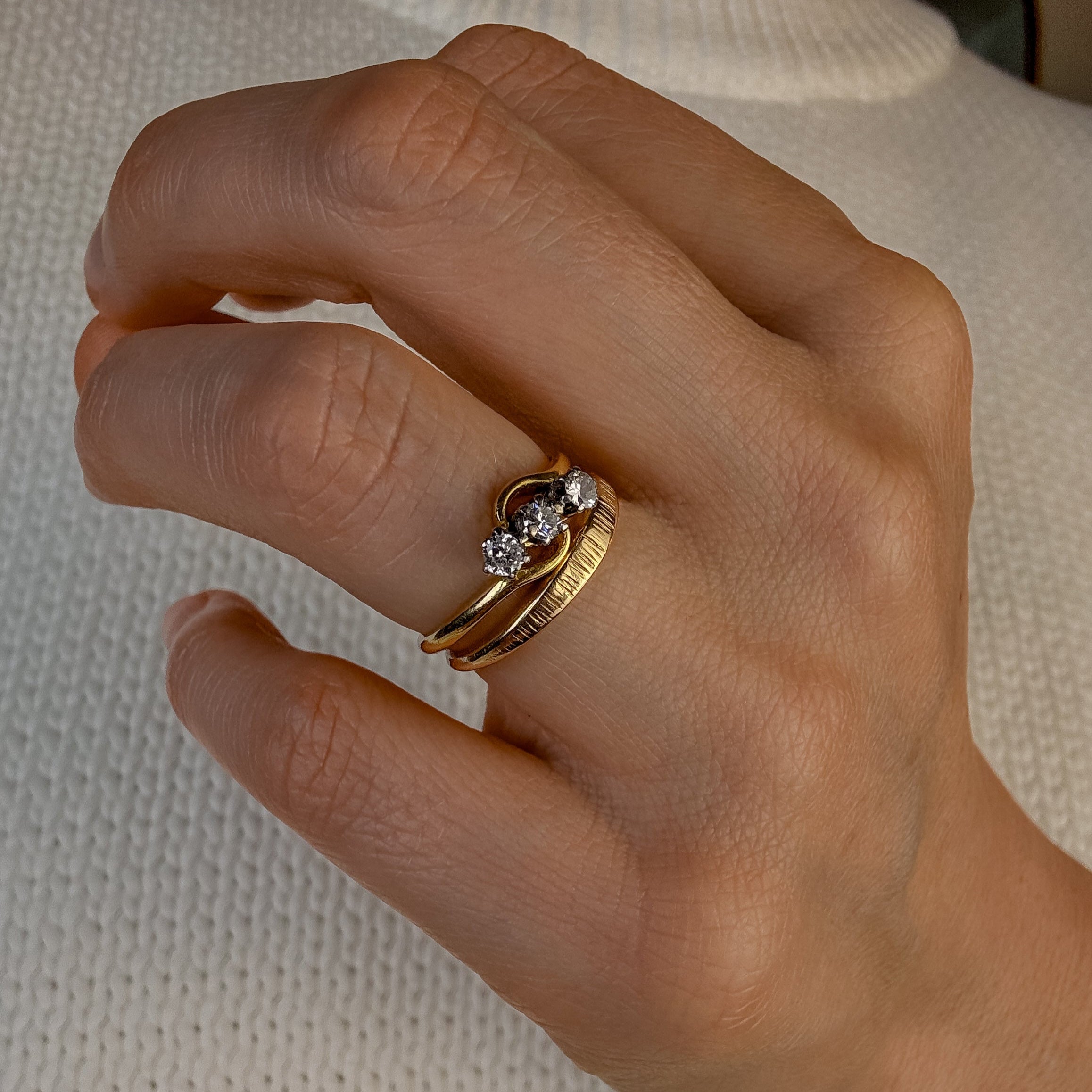 Antique Diamond Bypass Trilogy Ring