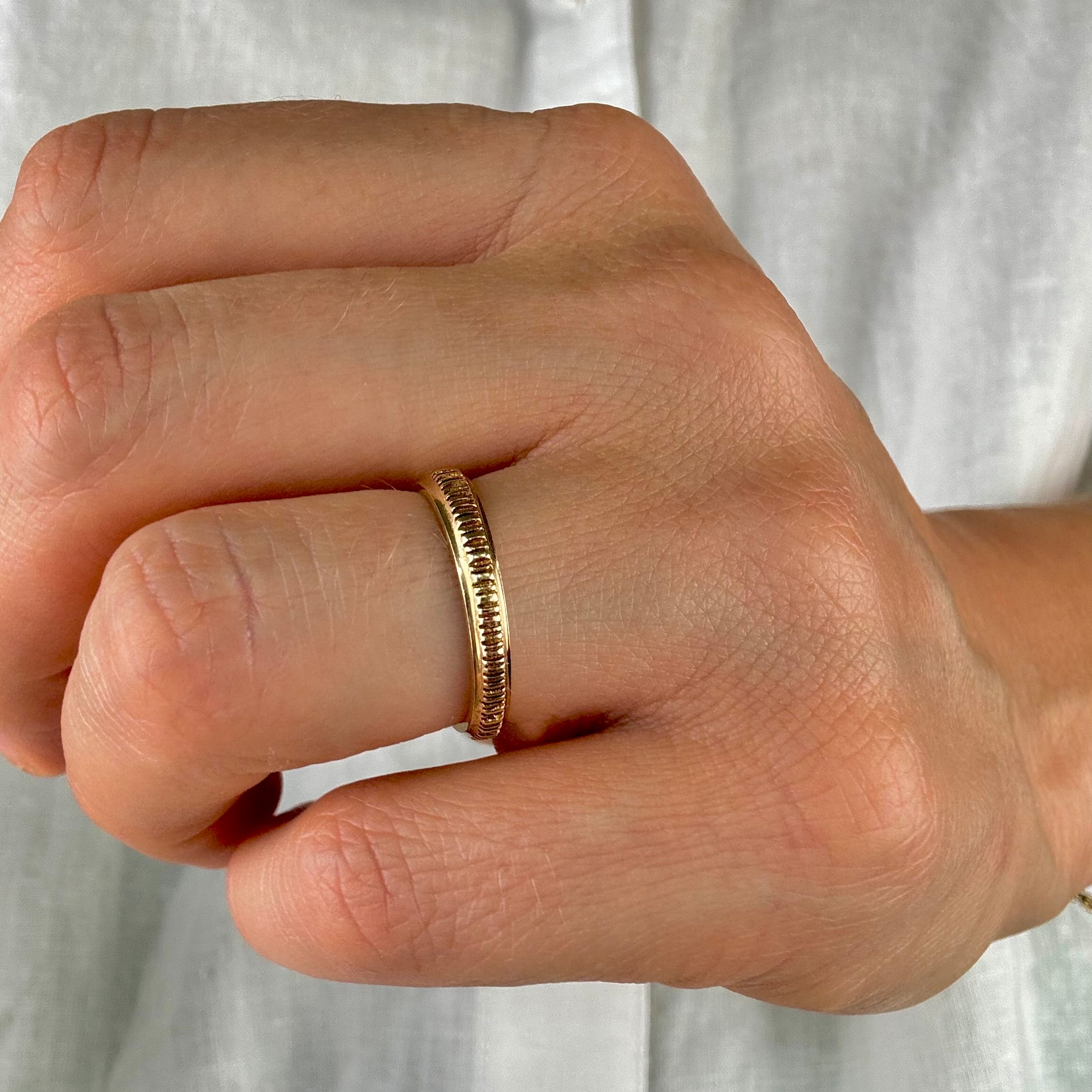 Textured Gold Band with Smooth Back