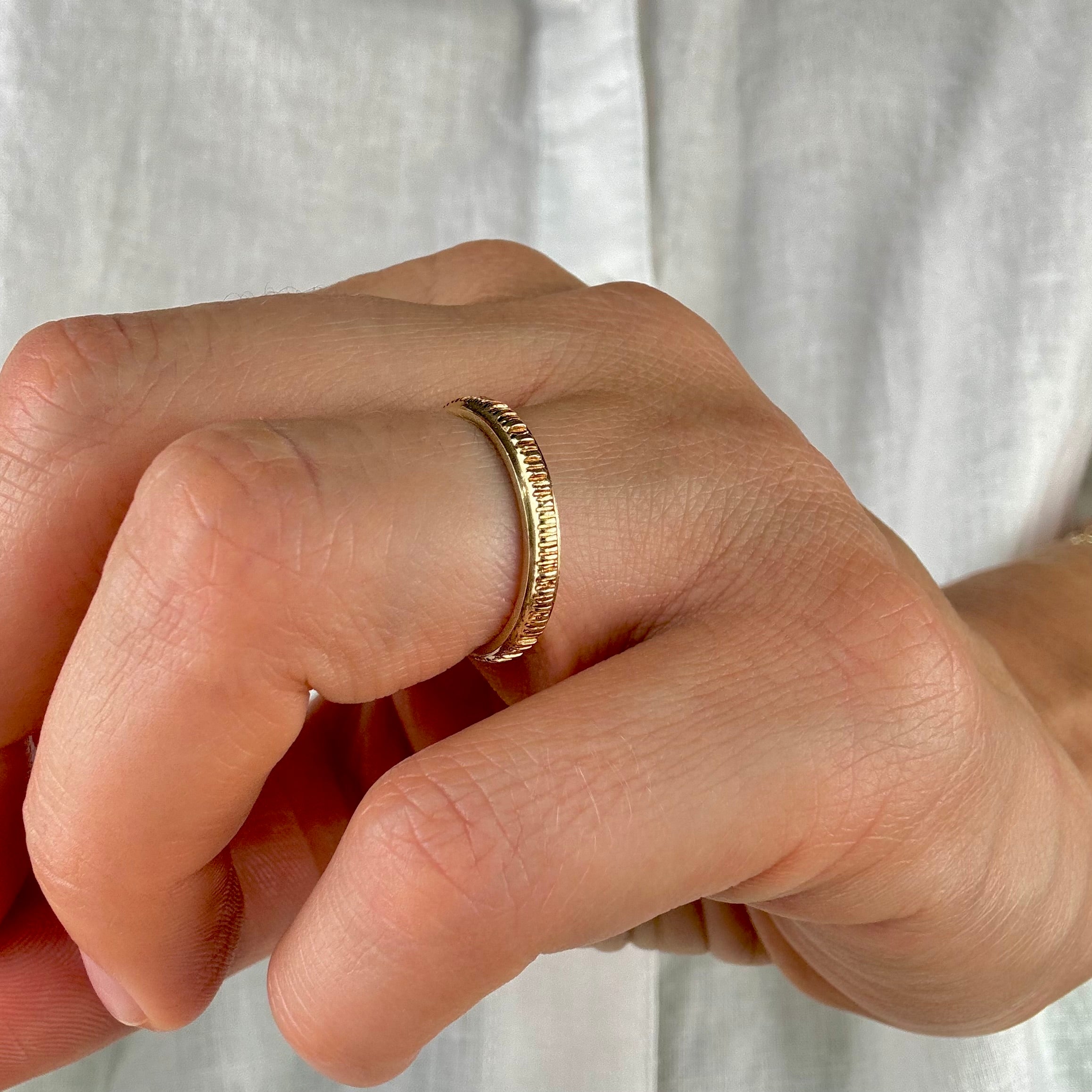 Textured Gold Band with Smooth Back