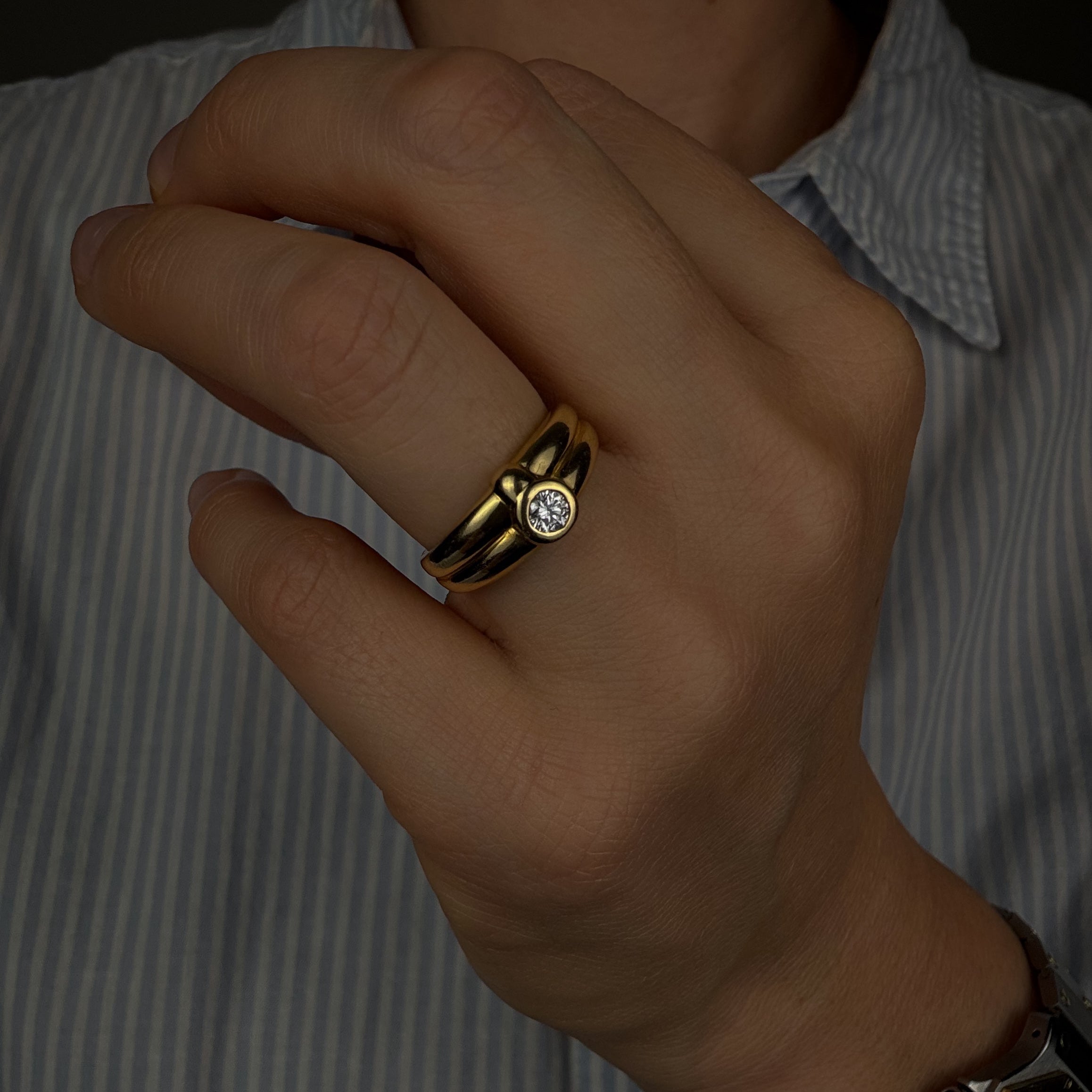 Bezel Set Diamond Double Band