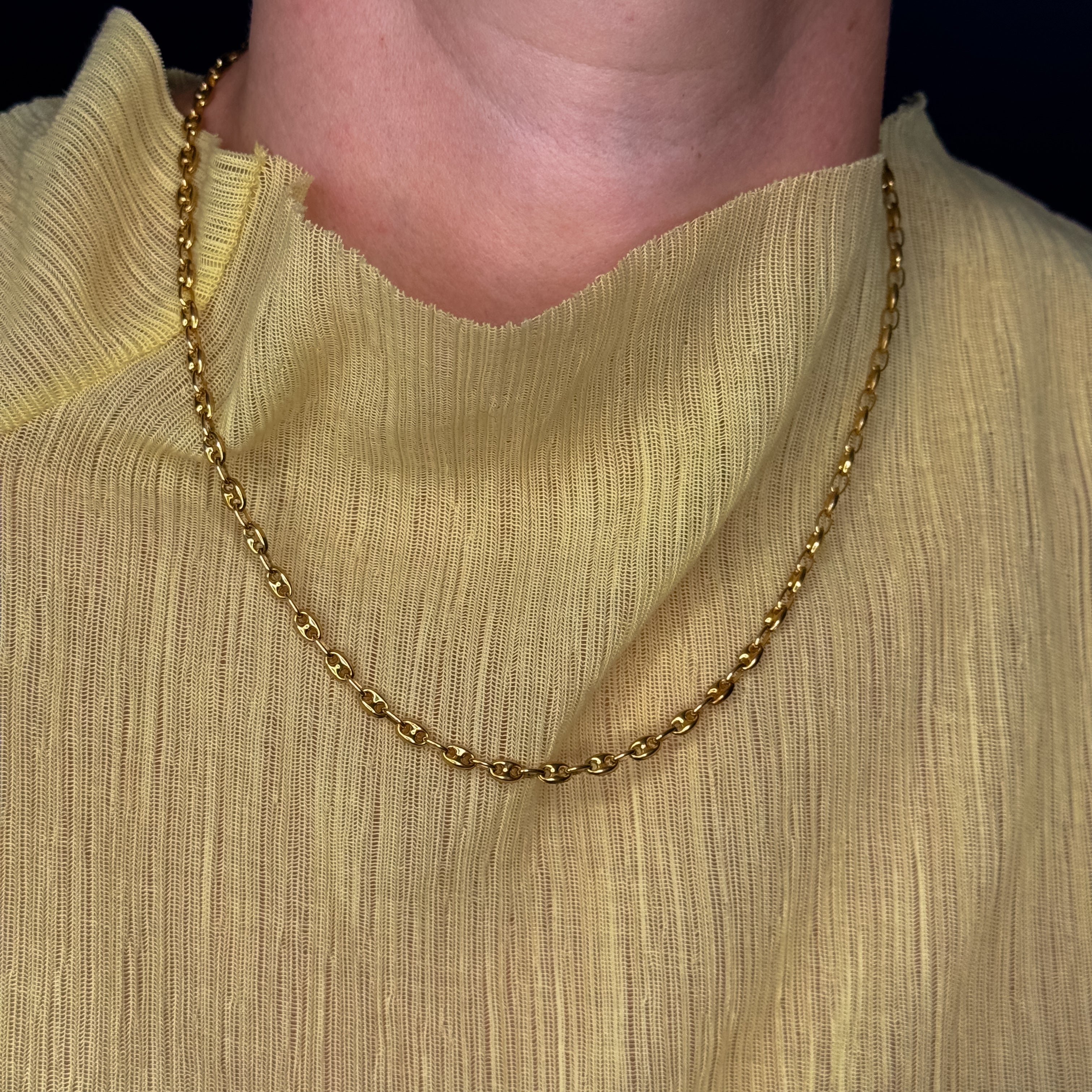 vintage 18.25" Puffy Mariner Link Necklace