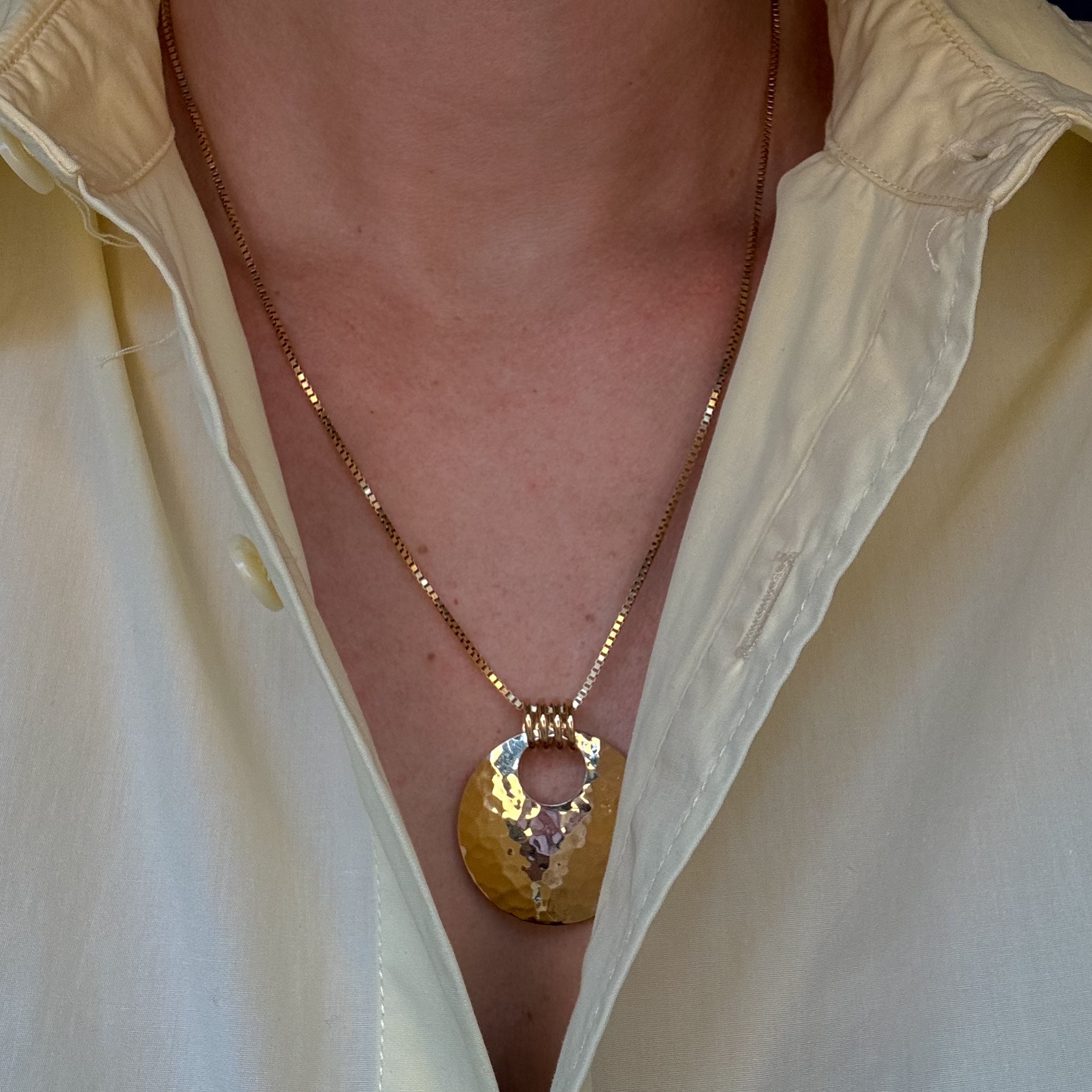 Hammered Gold Disk Pendant
