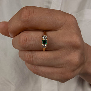 Emerald and Diamond Trilogy Ring