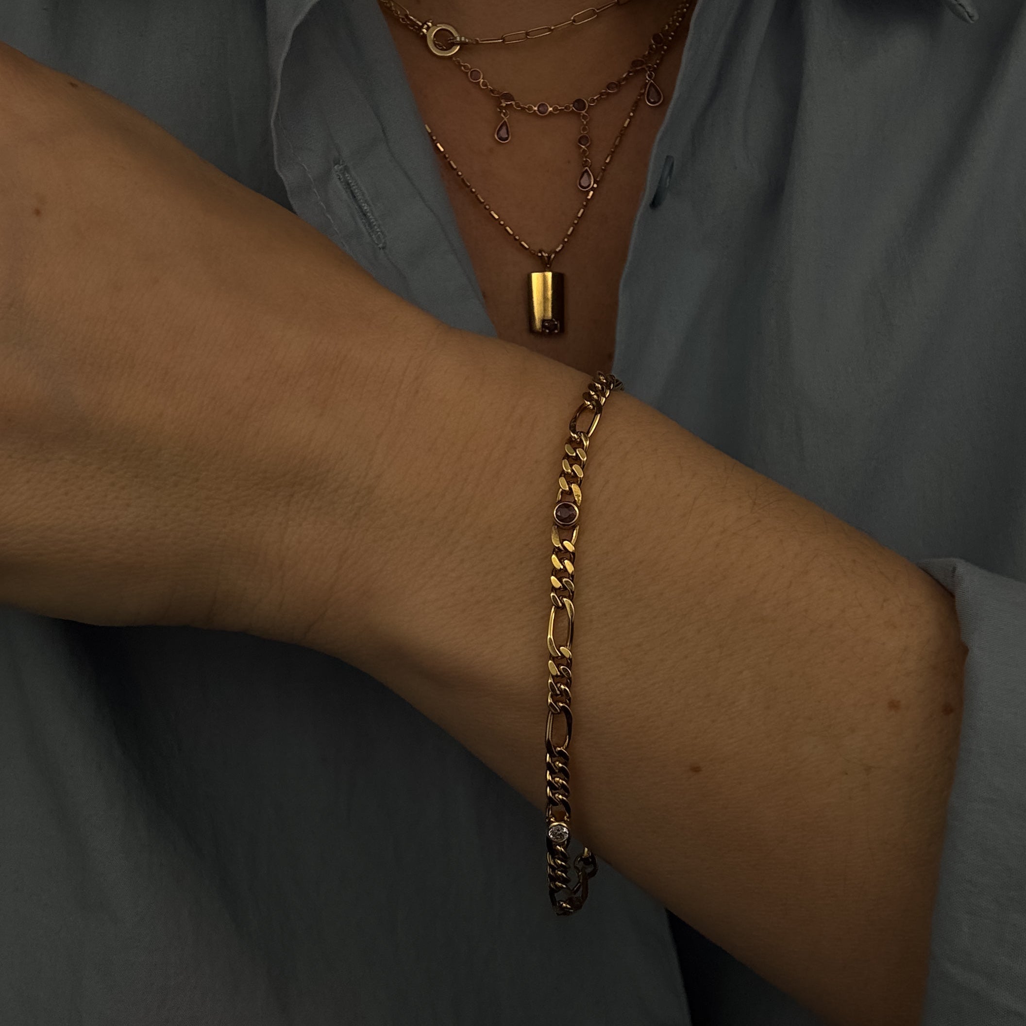 7.5" Ruby & Diamond Curb Bracelet
