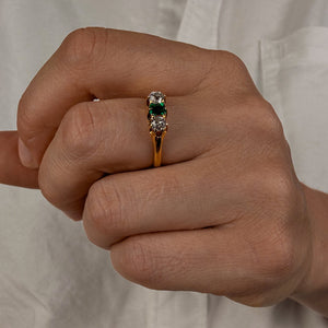 Emerald and Diamond Trilogy Ring
