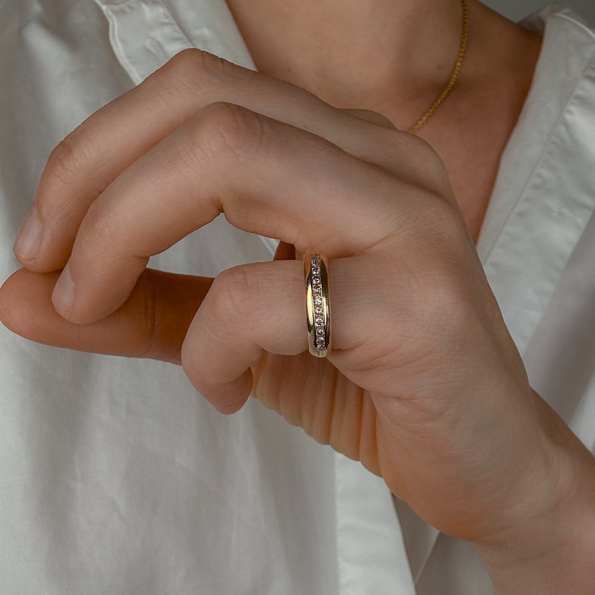 Subtle Domed Diamond Band