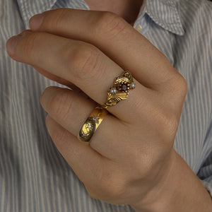 Antique Garnet and Pearl Ring