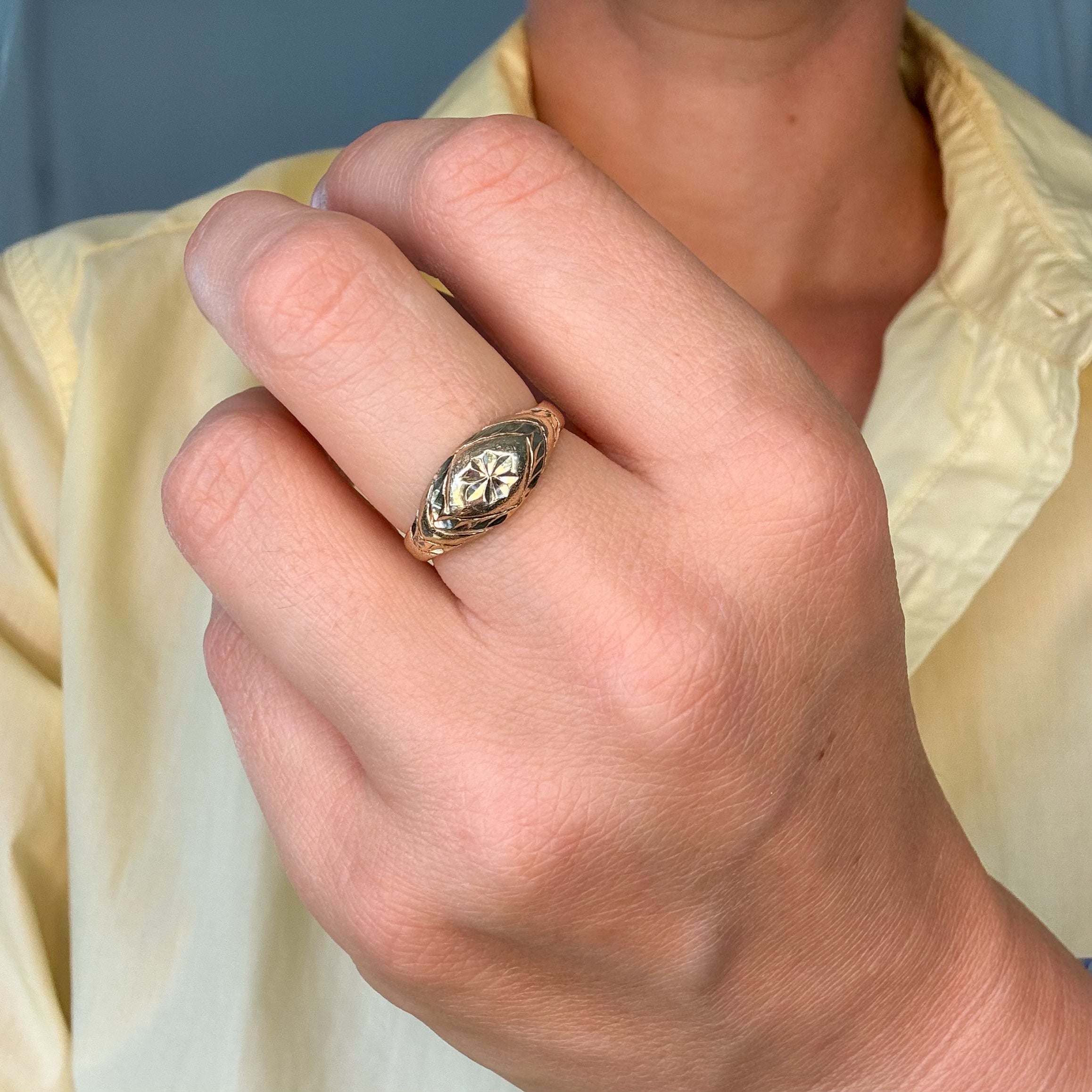 Etched Domed Gold Band