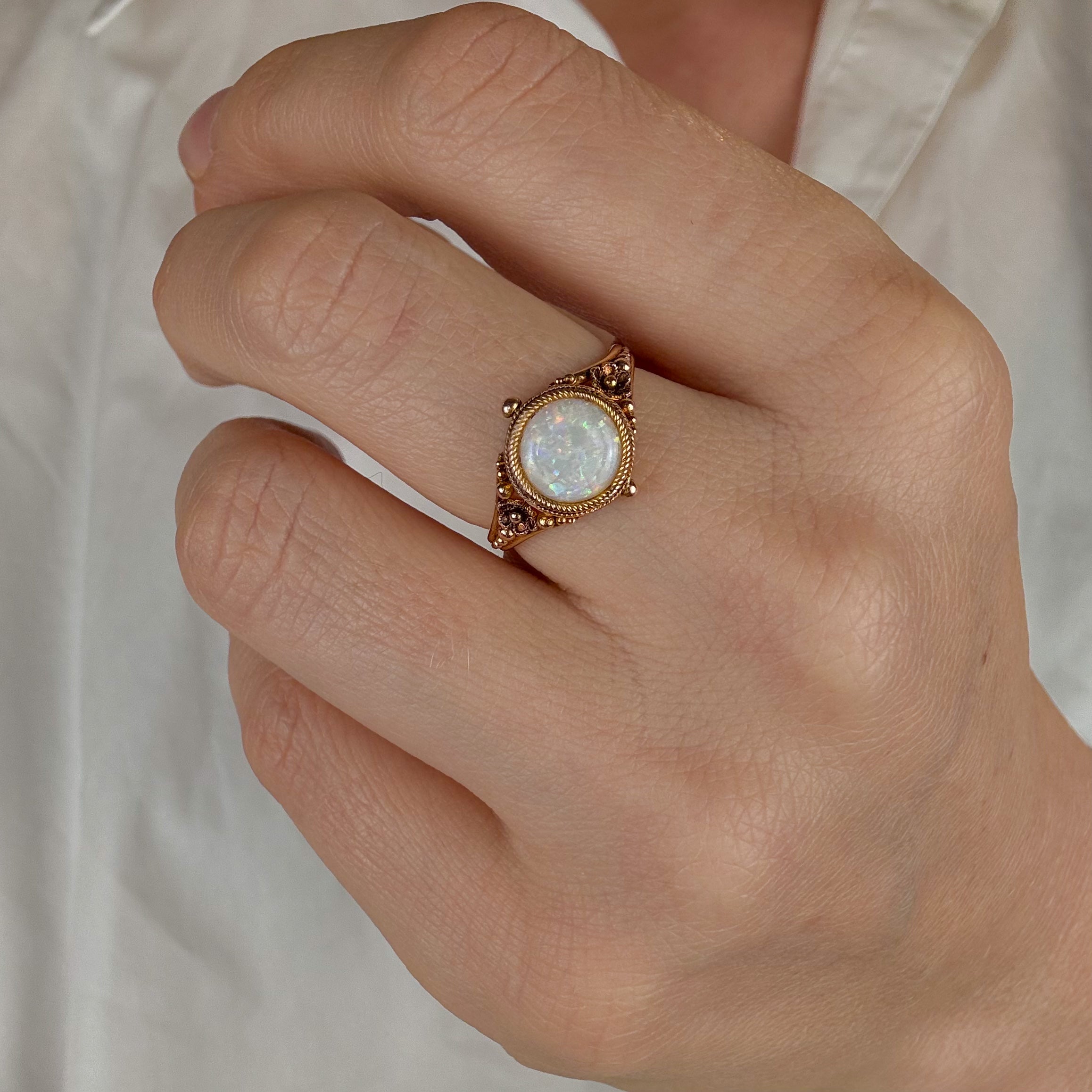 Antique Opal Orange Blossom Ring