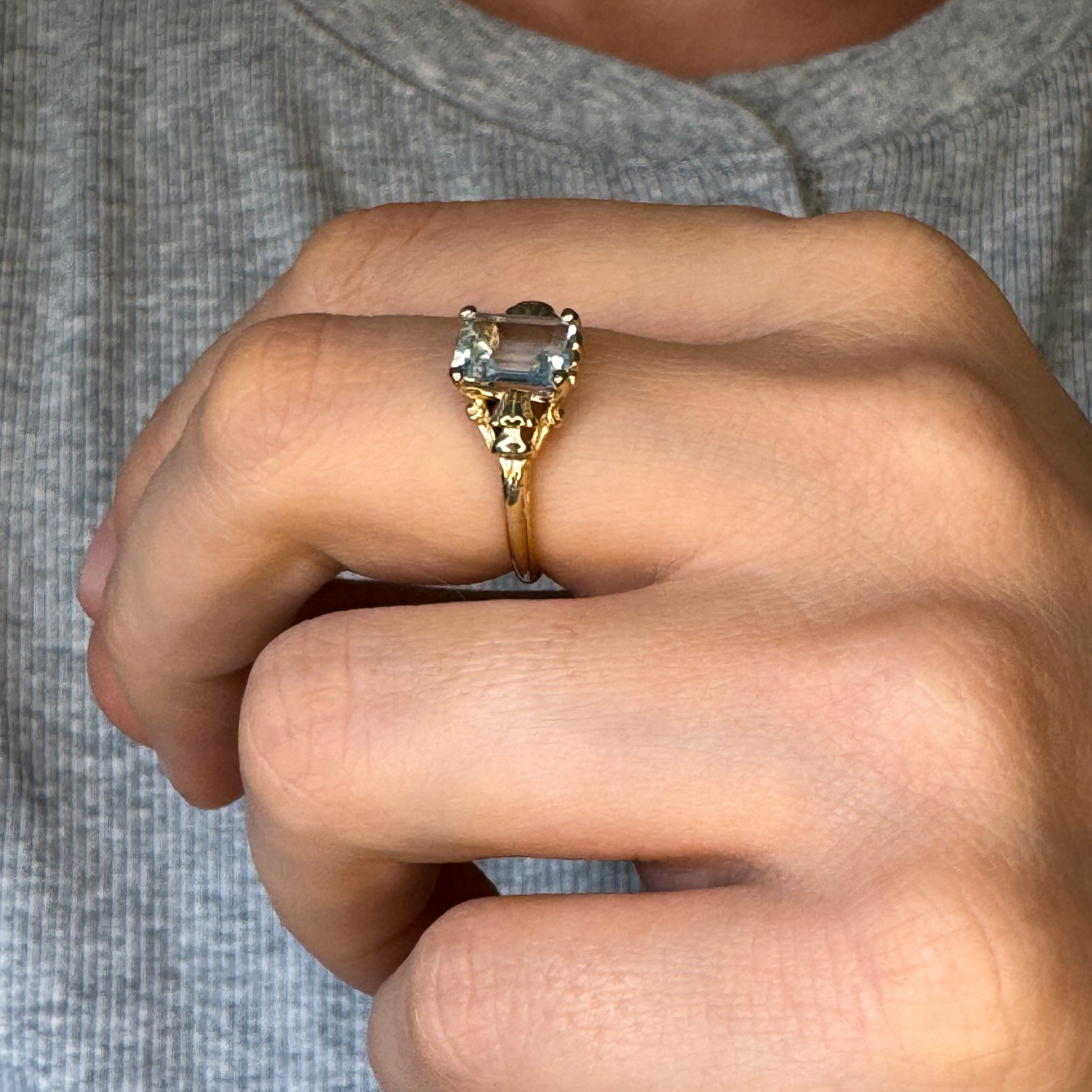 Emerald Cut Aquamarine Ring