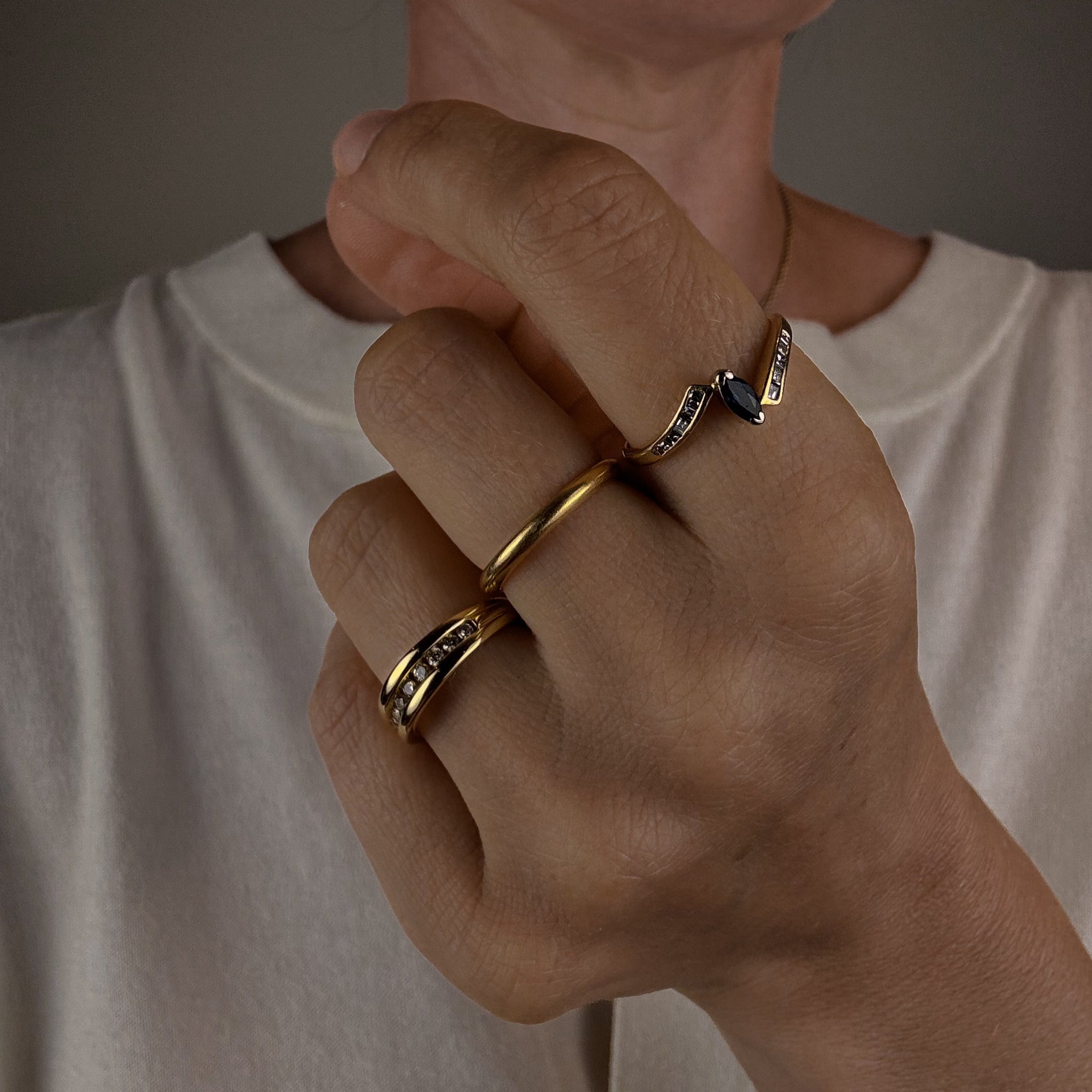 Sapphire and Diamond Bypass Ring