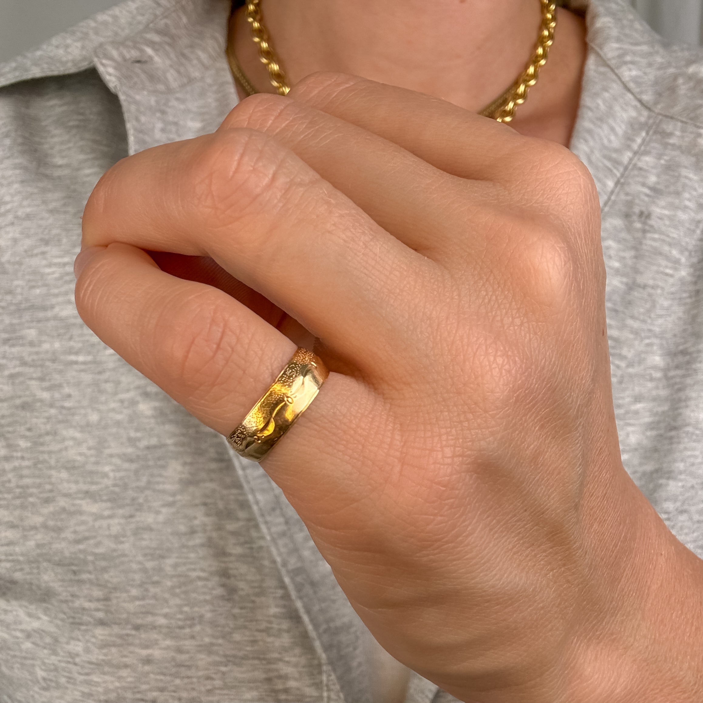 5.3 mm Multi Texture Gold Band
