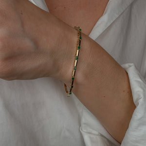 7" Gold Bar and Emerald Bracelet