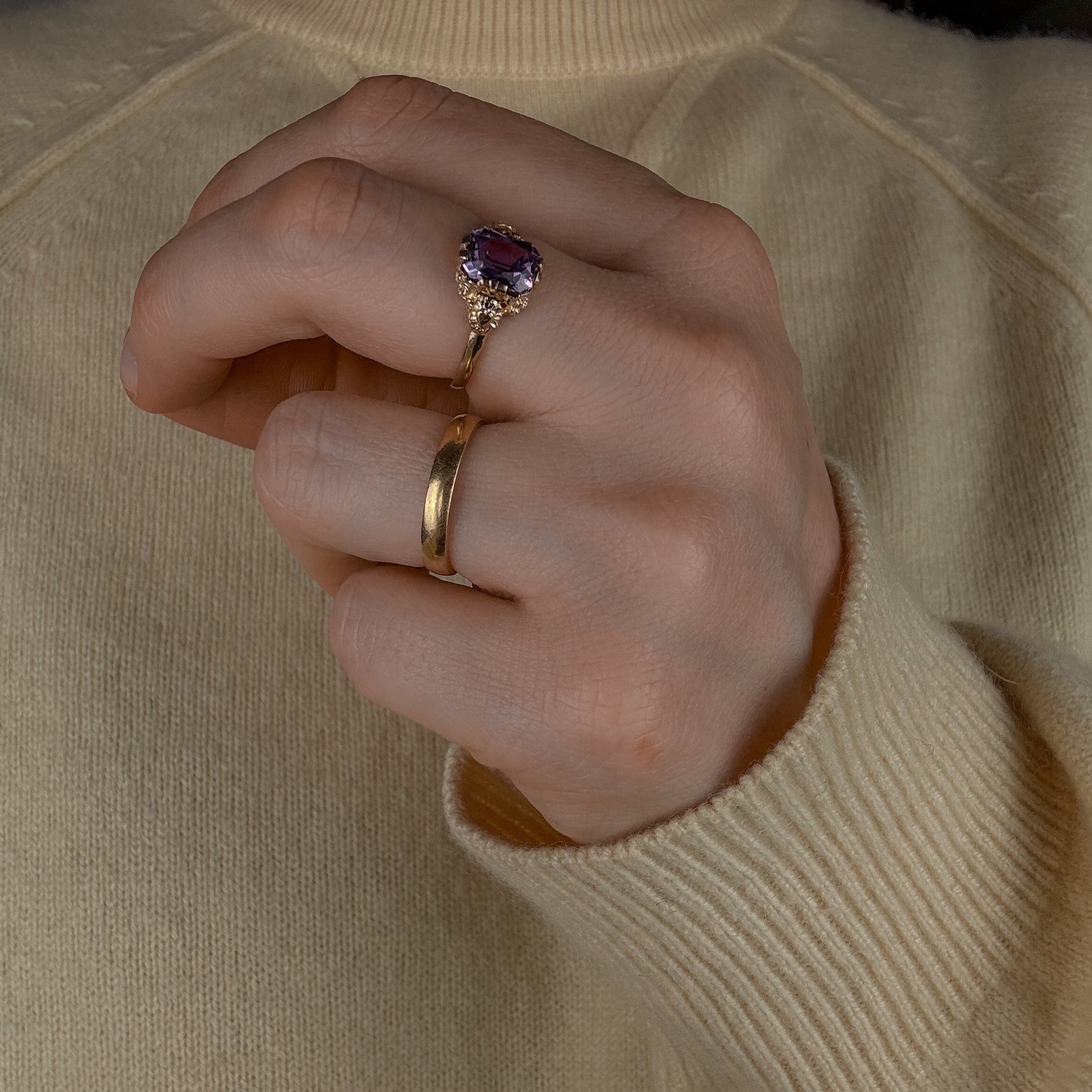 Synthetic Alexandrite Solitaire Ring