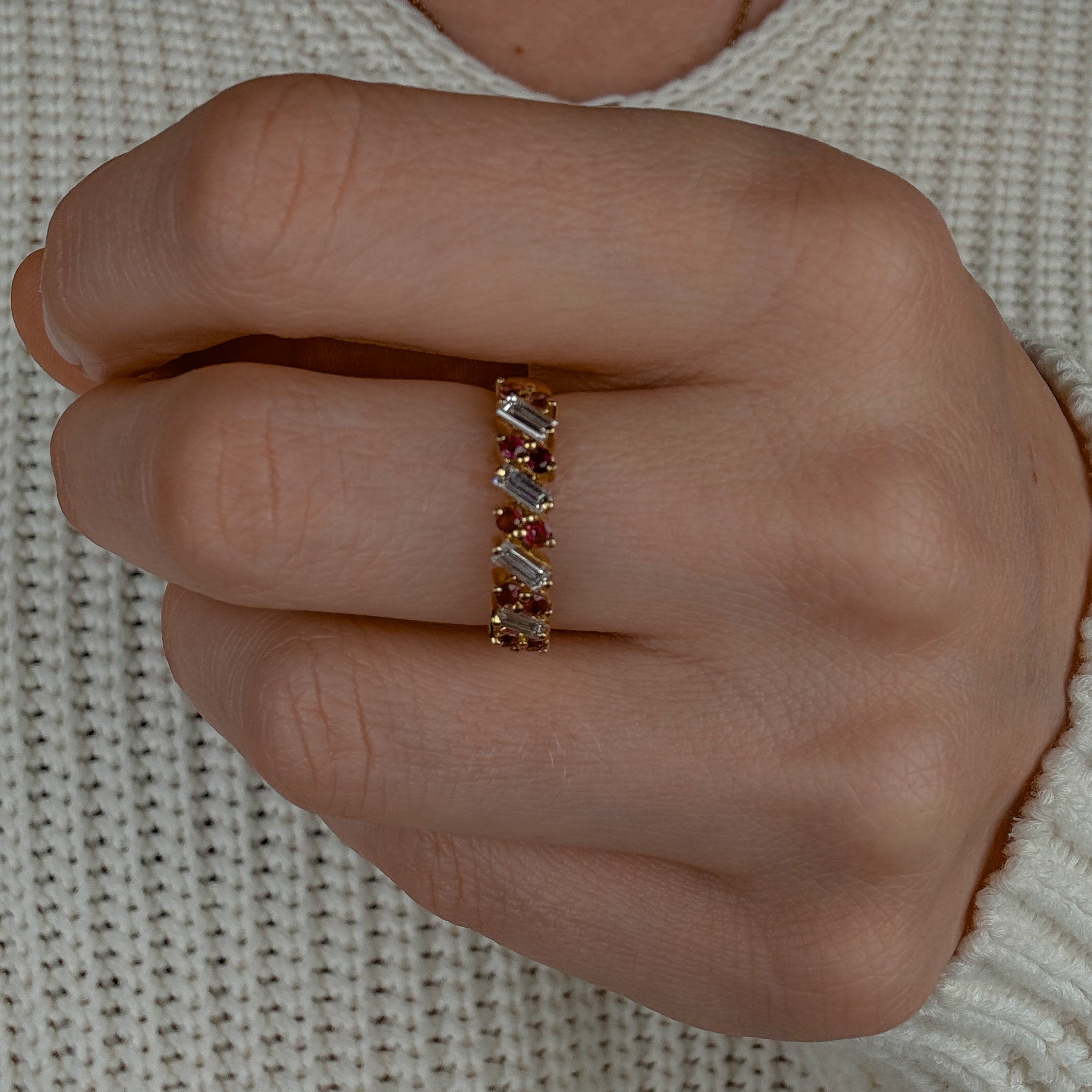 Ruby and Baguette Diamond Band