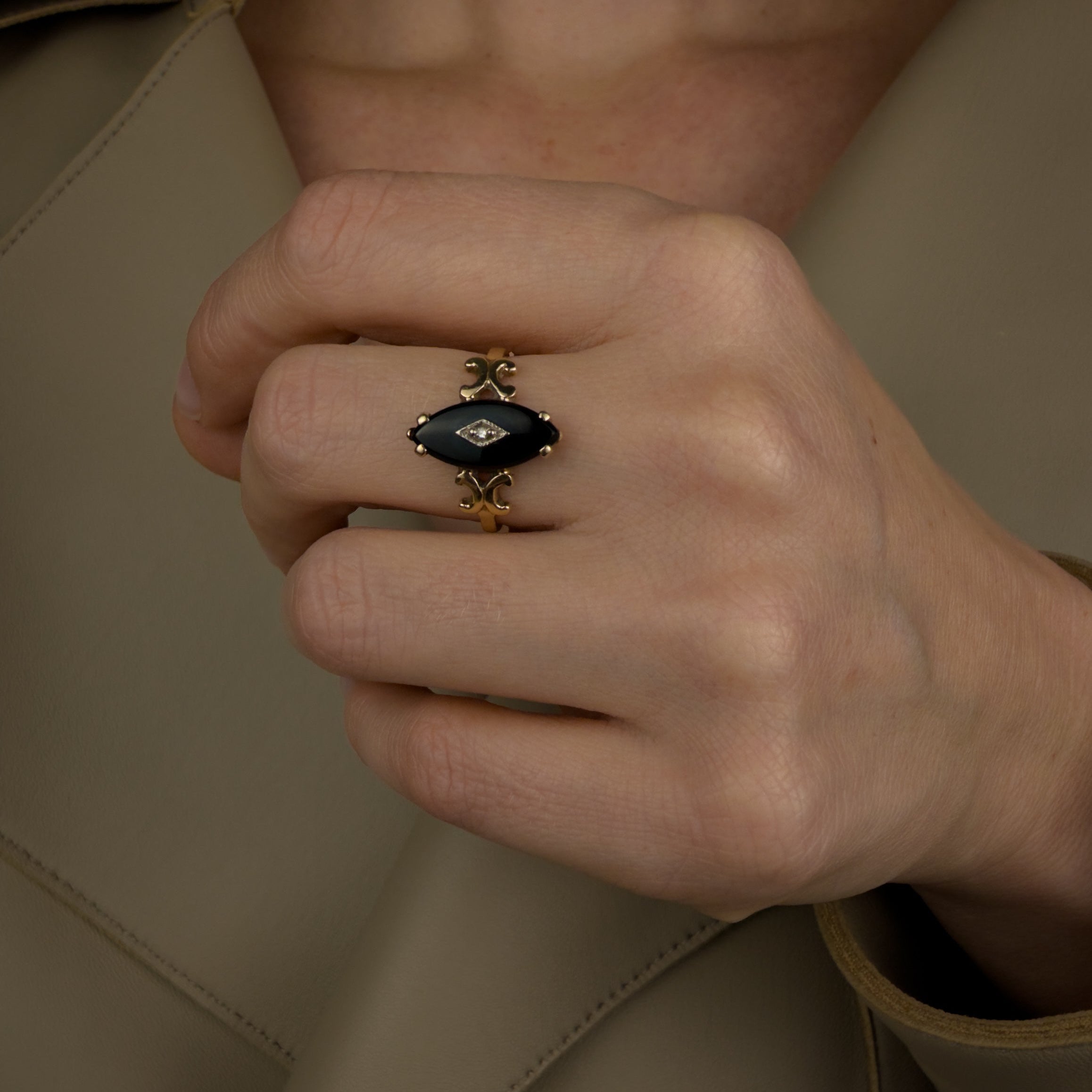 Onyx and Diamond Ring