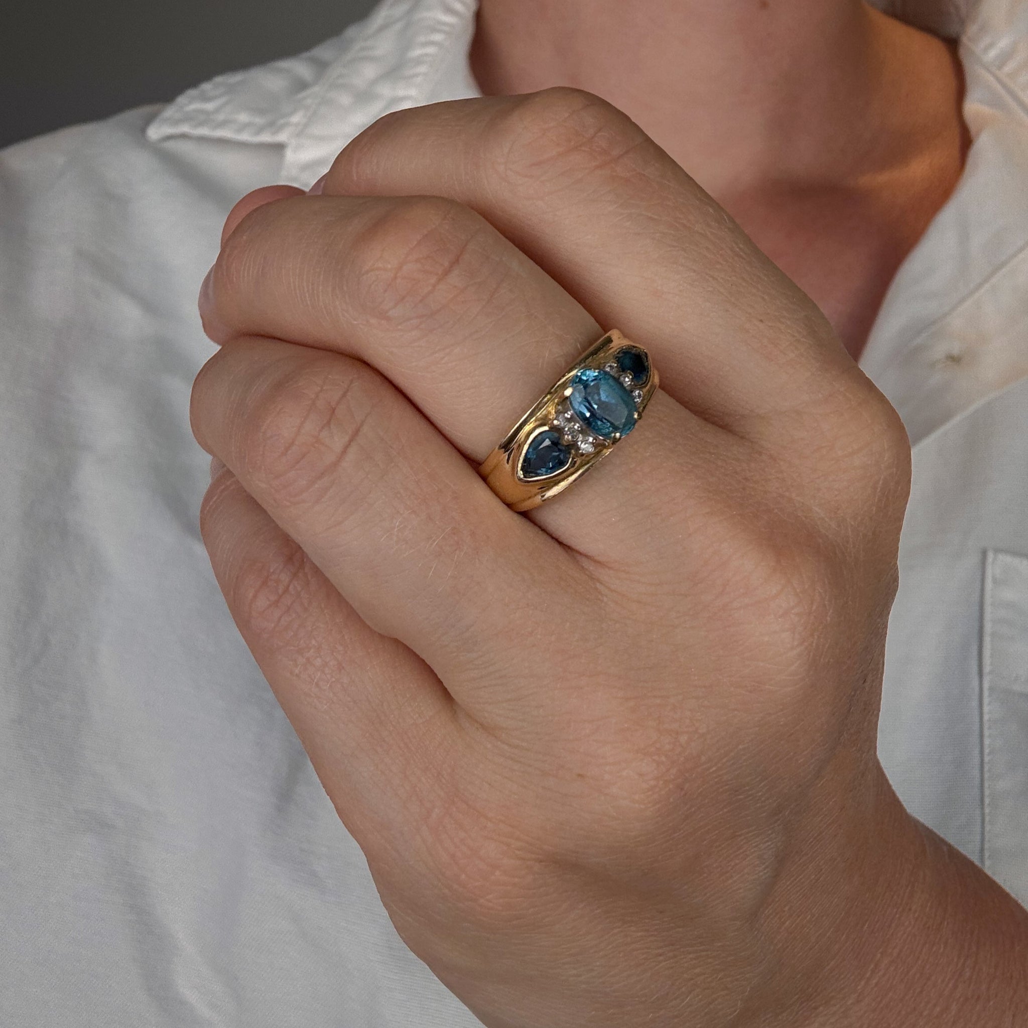 Topaz Trilogy Ring with Diamond Accents