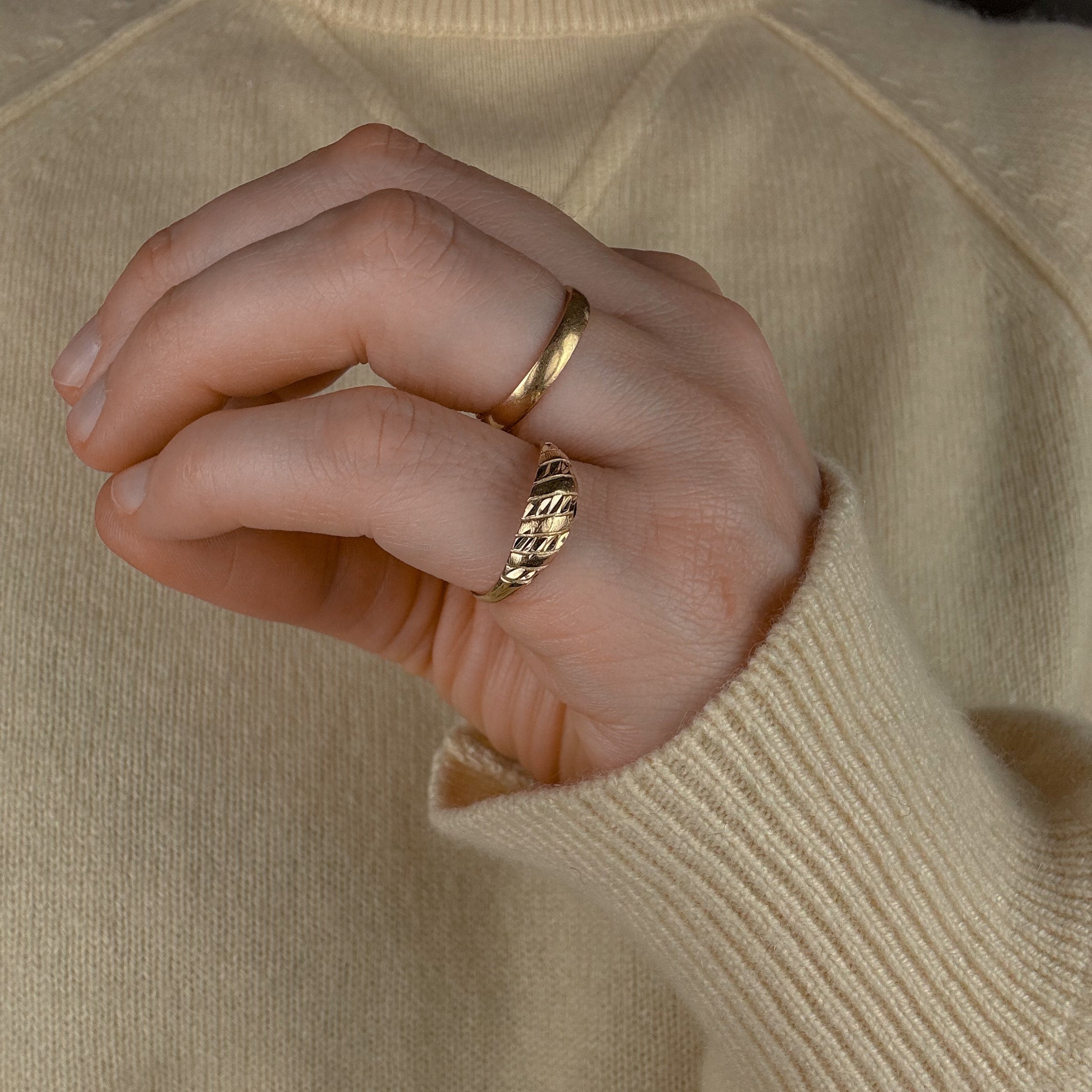 Diamond Cut Domed Ring