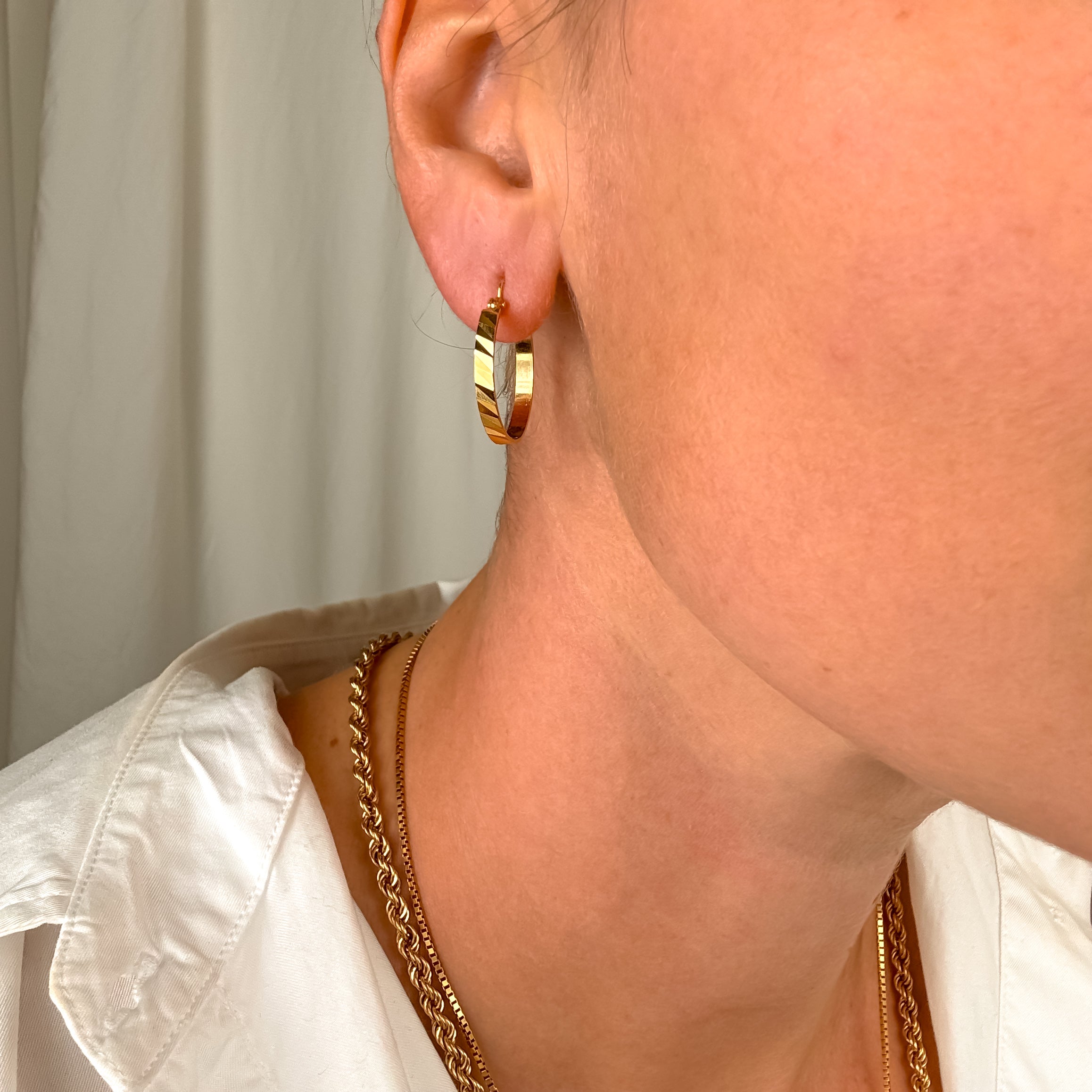 24 mm Modern Scallop Gold Hoops