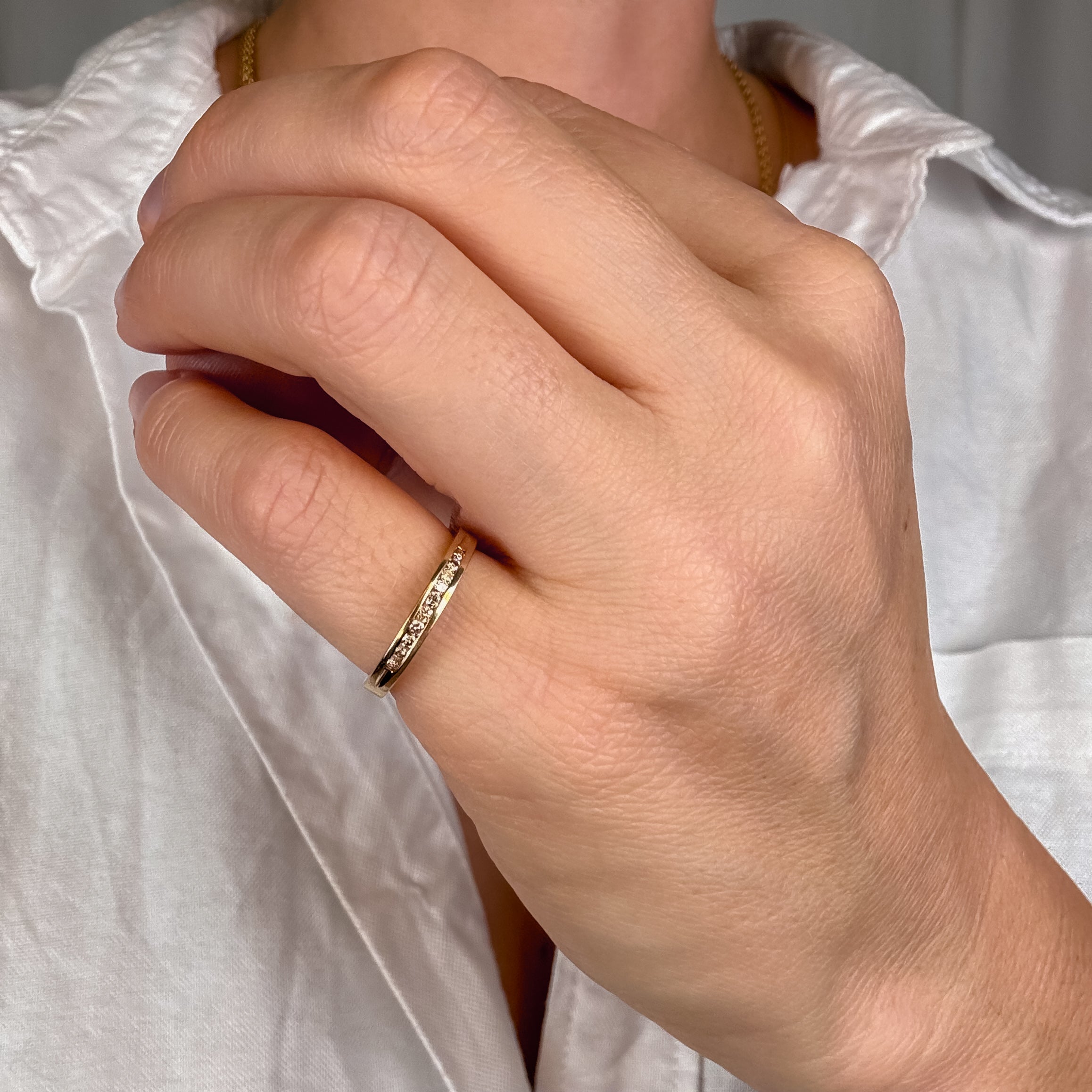Dainty 10 Diamond Gold Band