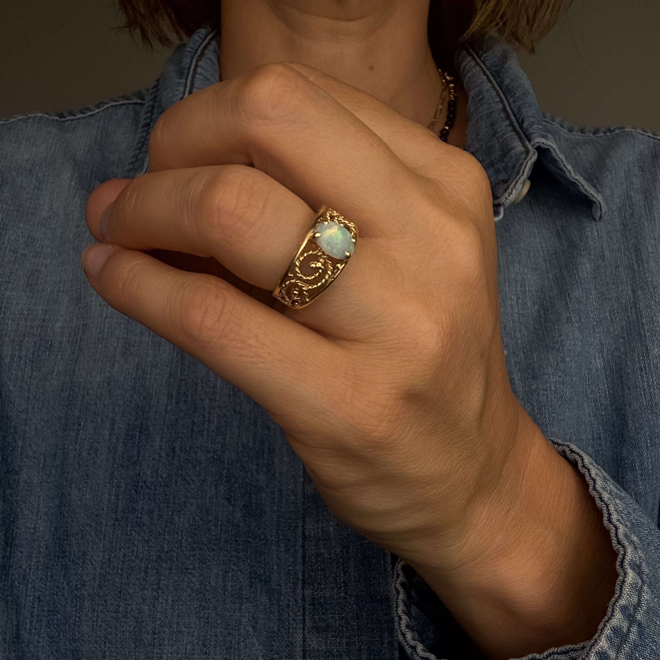 Opal Scrollwork Ring
