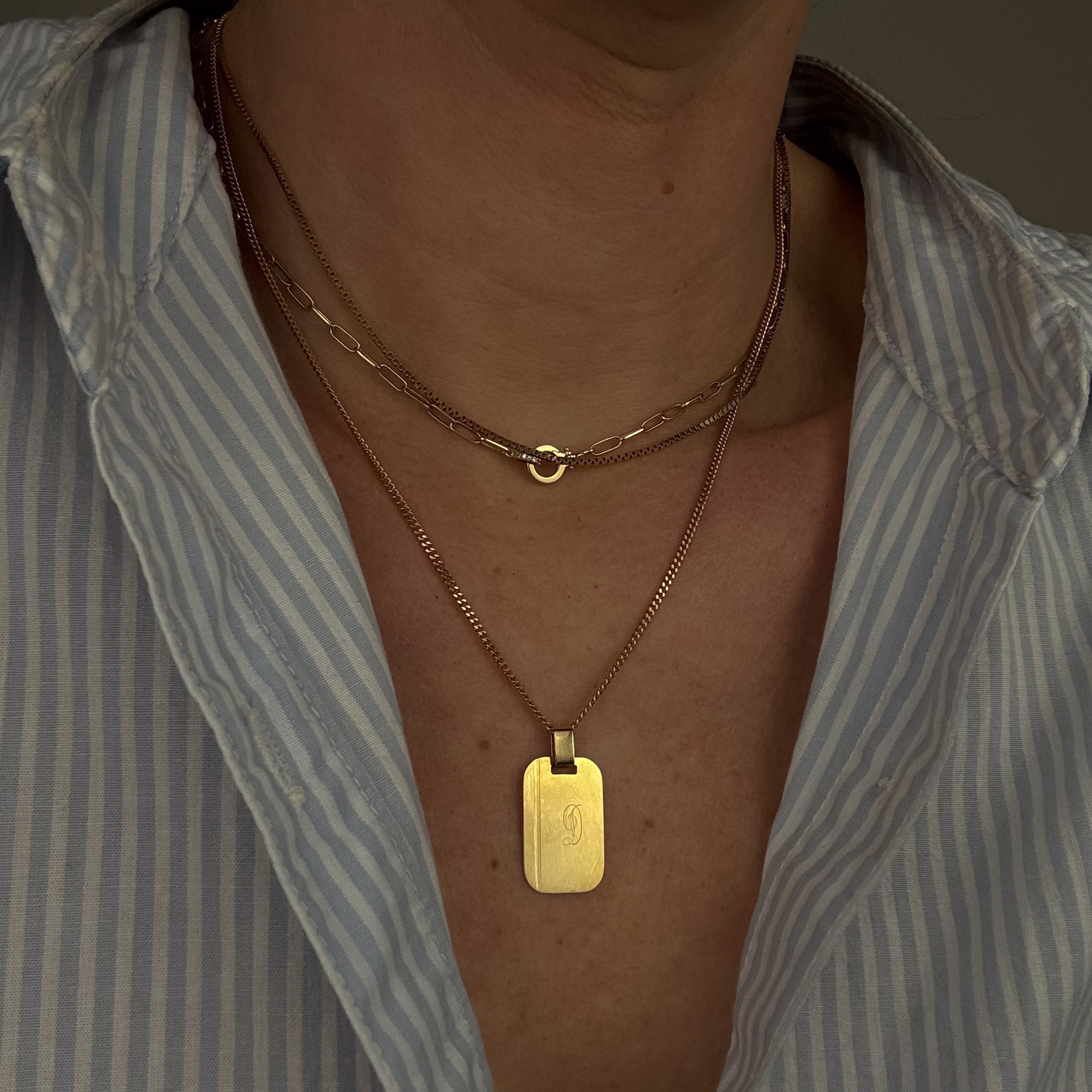 'D' Dog Tag Pendant