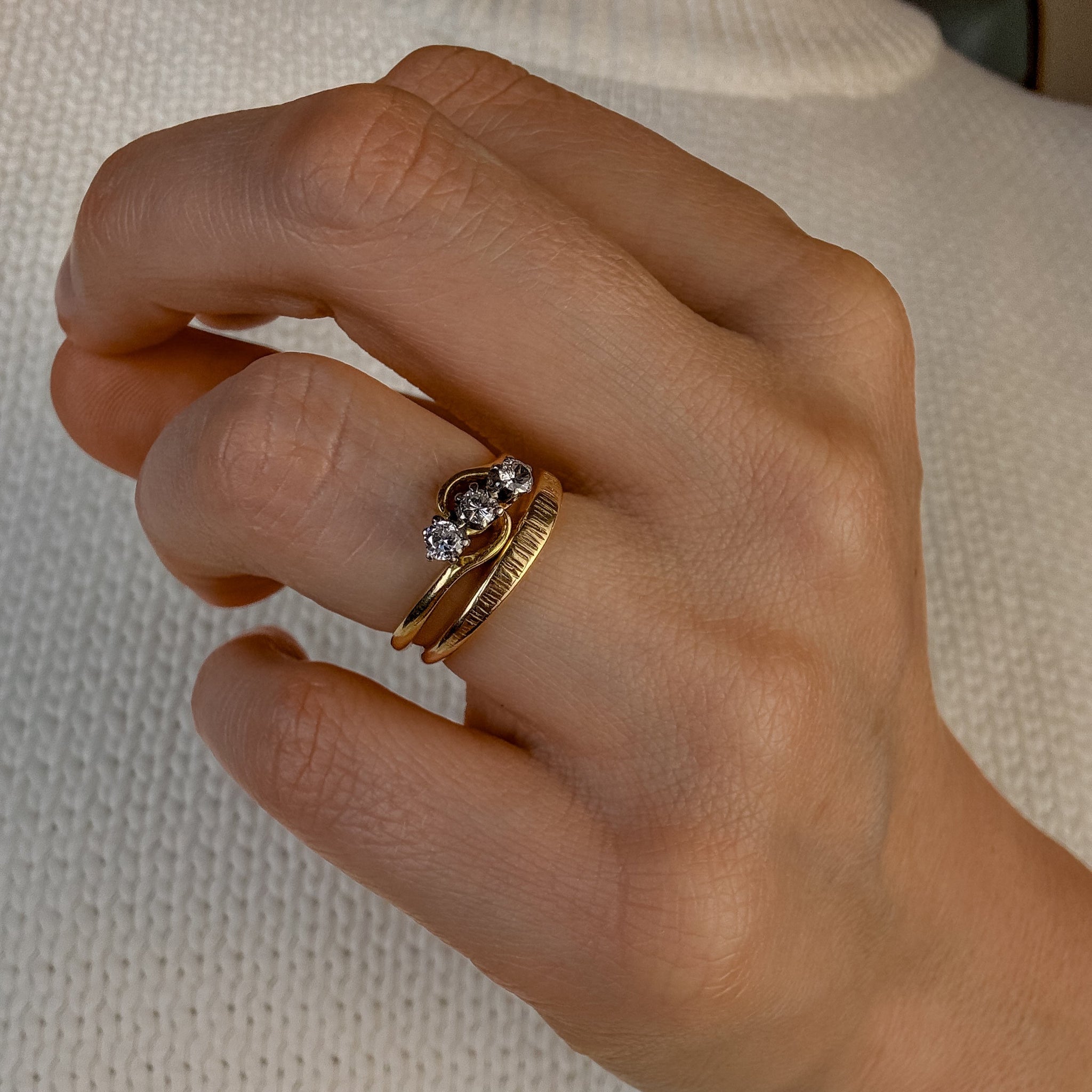 Antique Diamond Bypass Trilogy Ring